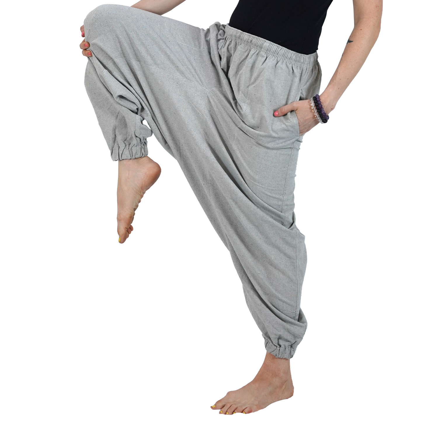 Ash Eco-Friendly-Fabric Cotton Drop Crotch Regular Harem
