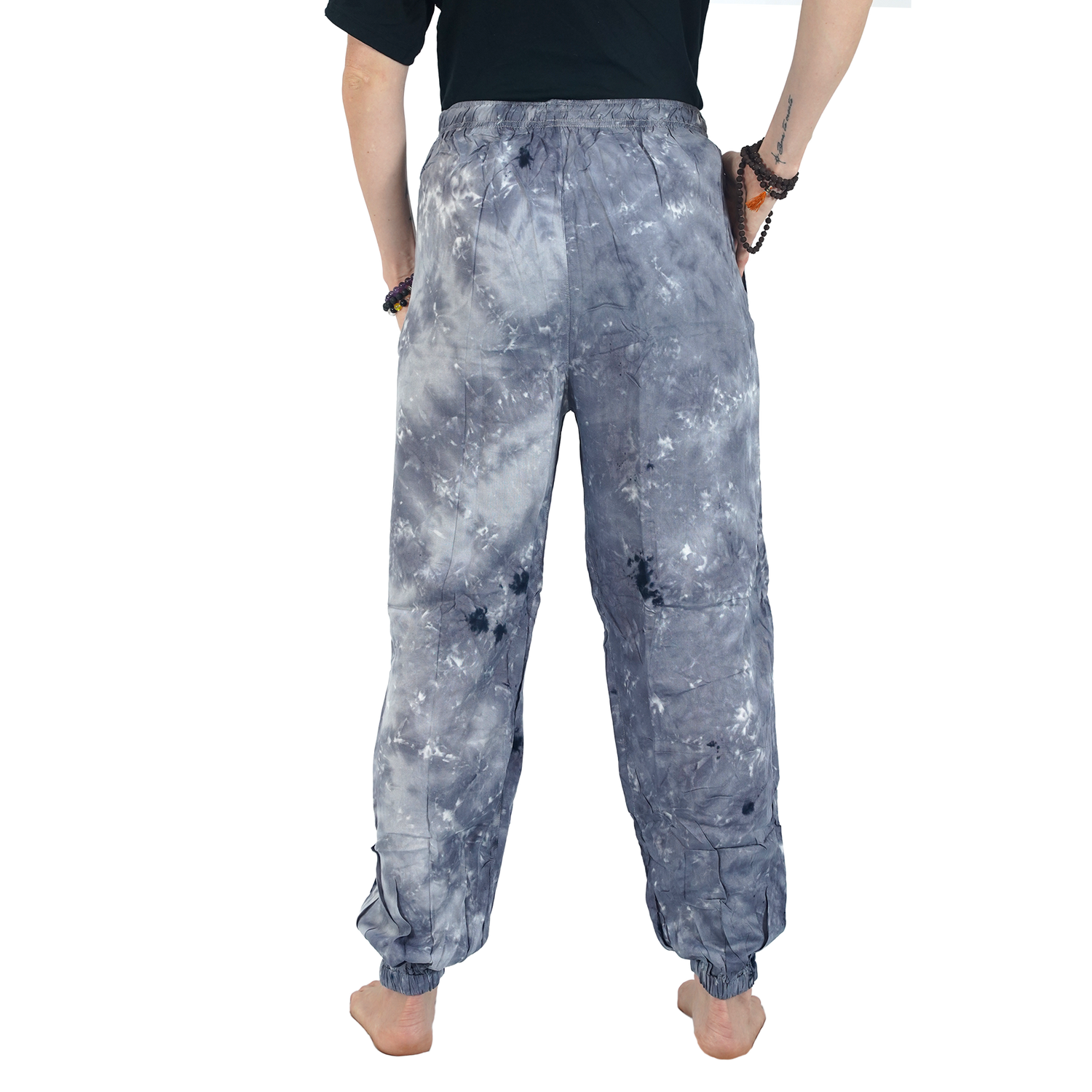 Ash Gray Tye Dye Harem Pants Rayon Straight