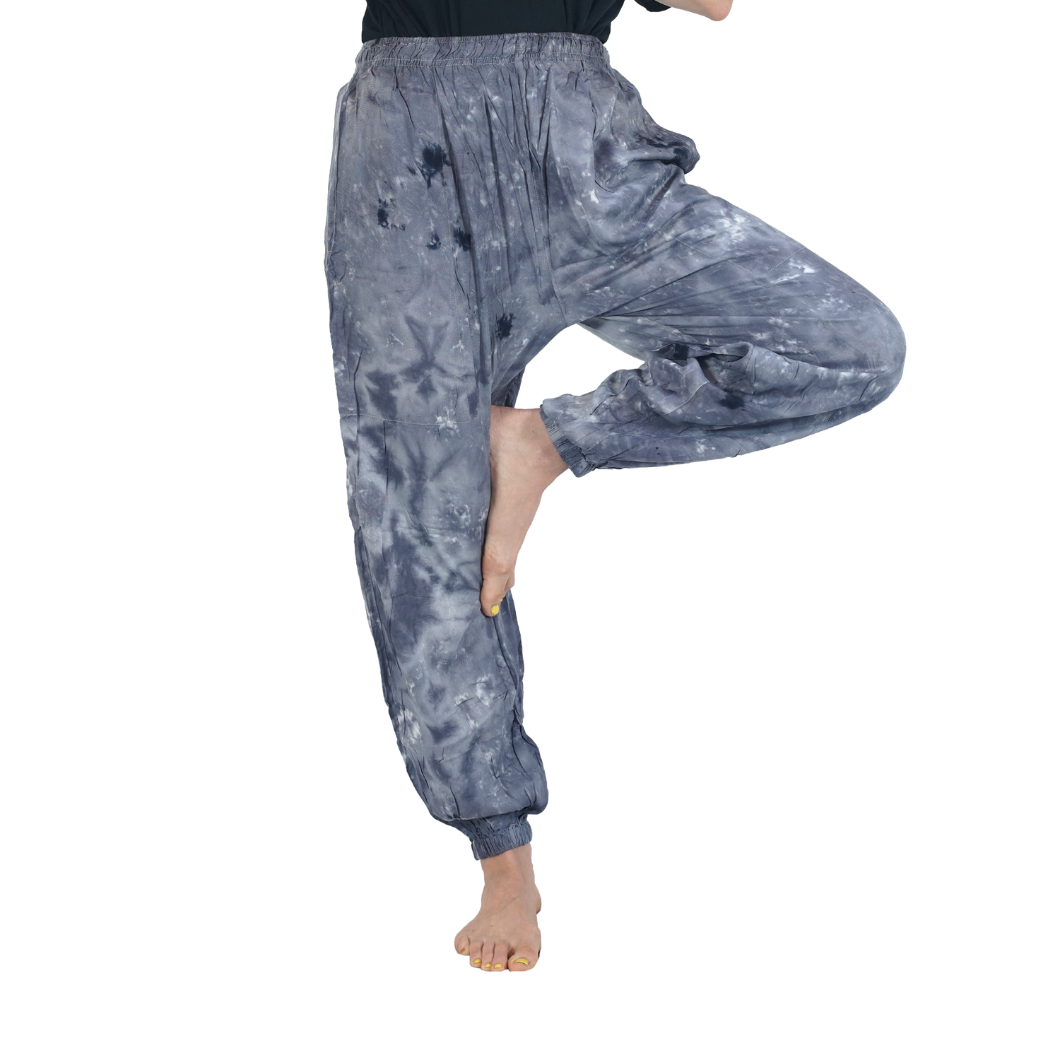 Ash Gray Tye Dye Harem Pants Rayon Straight