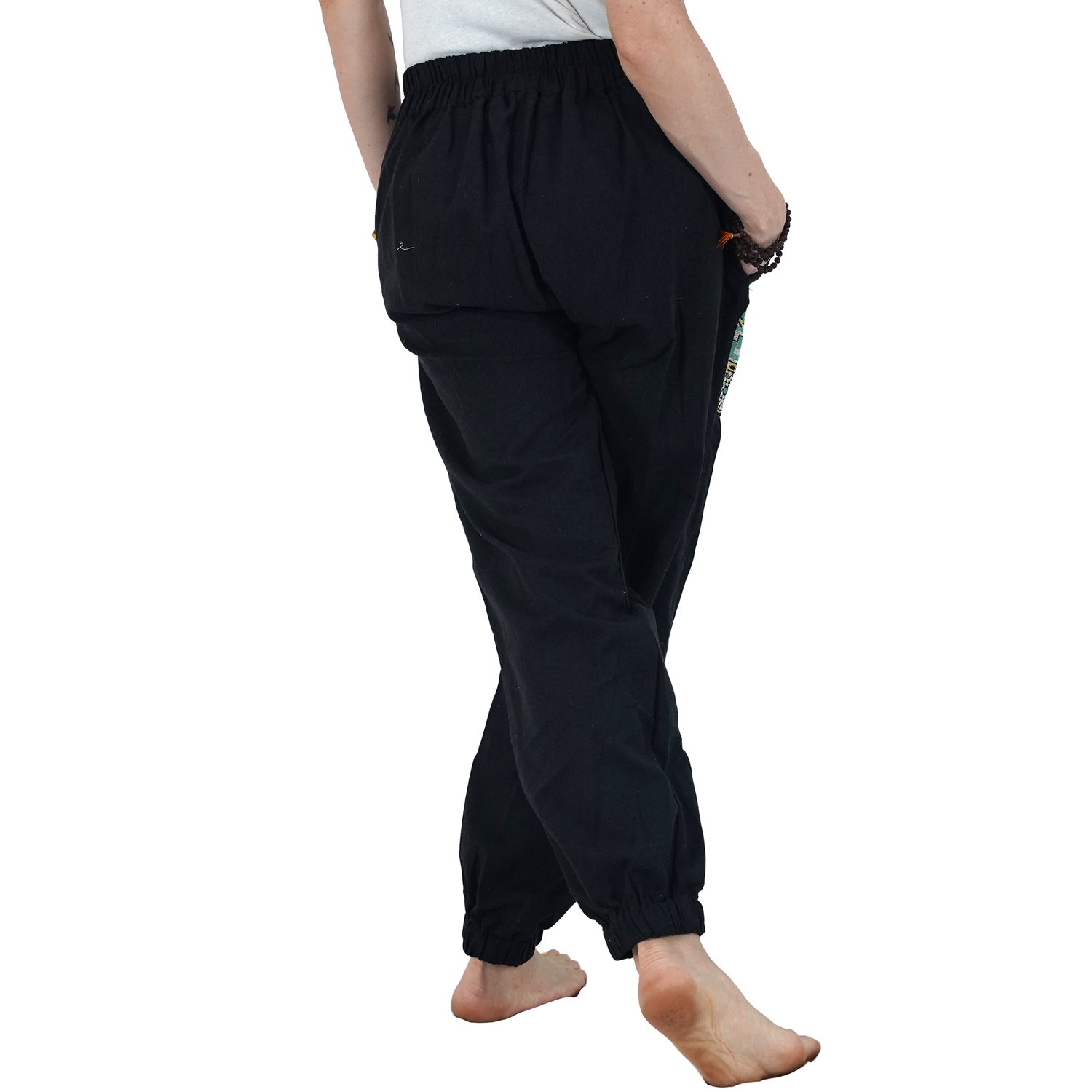 Black Bohemian Hopper Elastic Back Side Pants