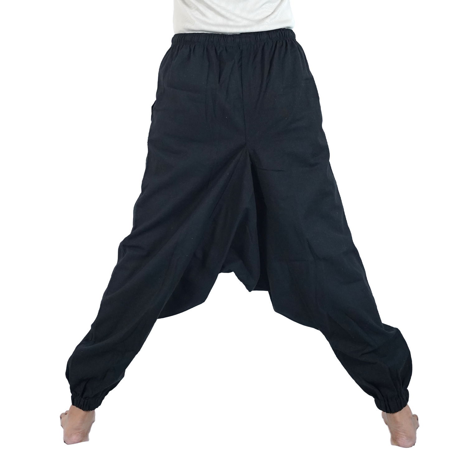 Black Eco-Friendly-Fabric- Cotton Drop Crotch Regular Harem