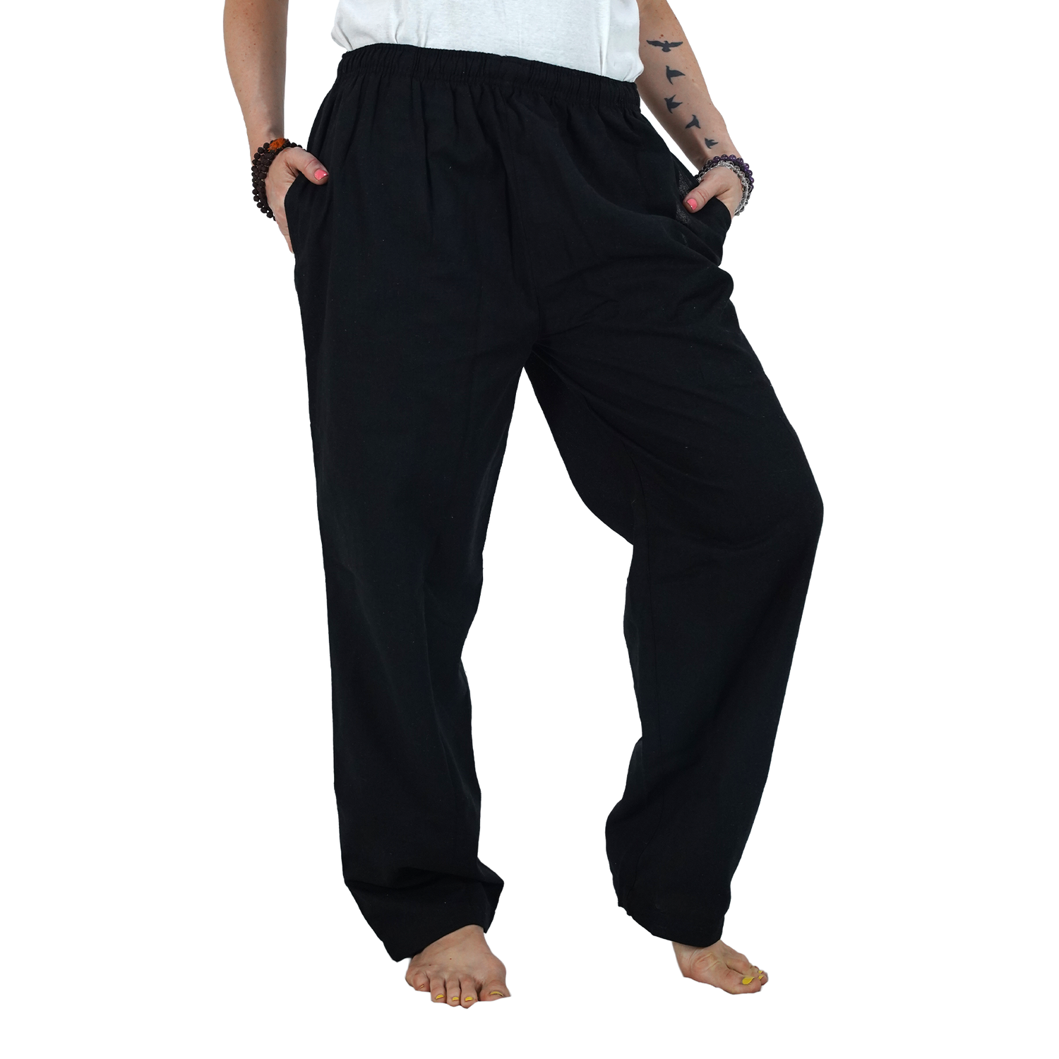 Black Eco-Friendly Fabric Cotton Lounge Pants