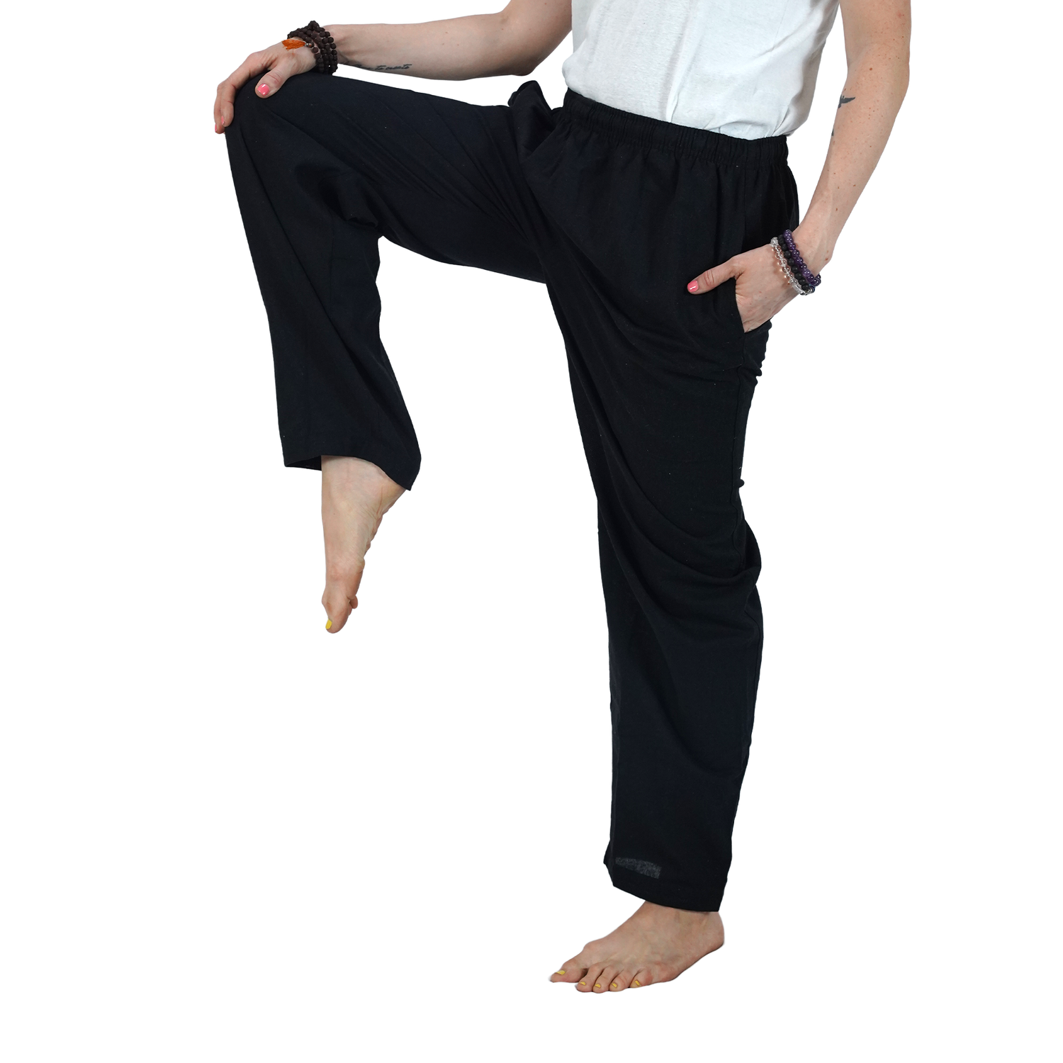 Black Eco-Friendly Fabric Cotton Lounge Pants