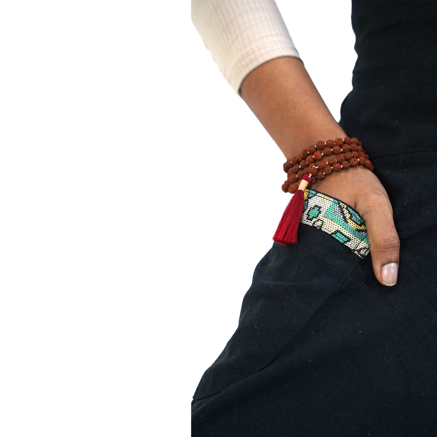 Black Aladin Harem Pants Elastic Back Side