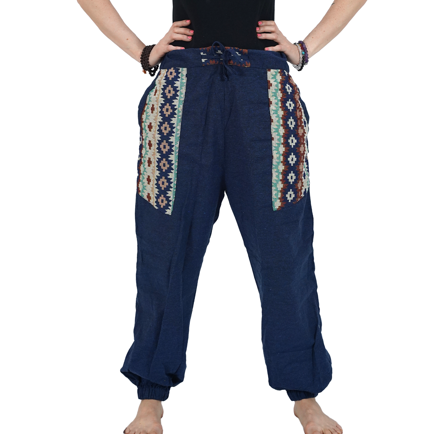 Blue Bohemian Hopper Elastic Back Side Pants