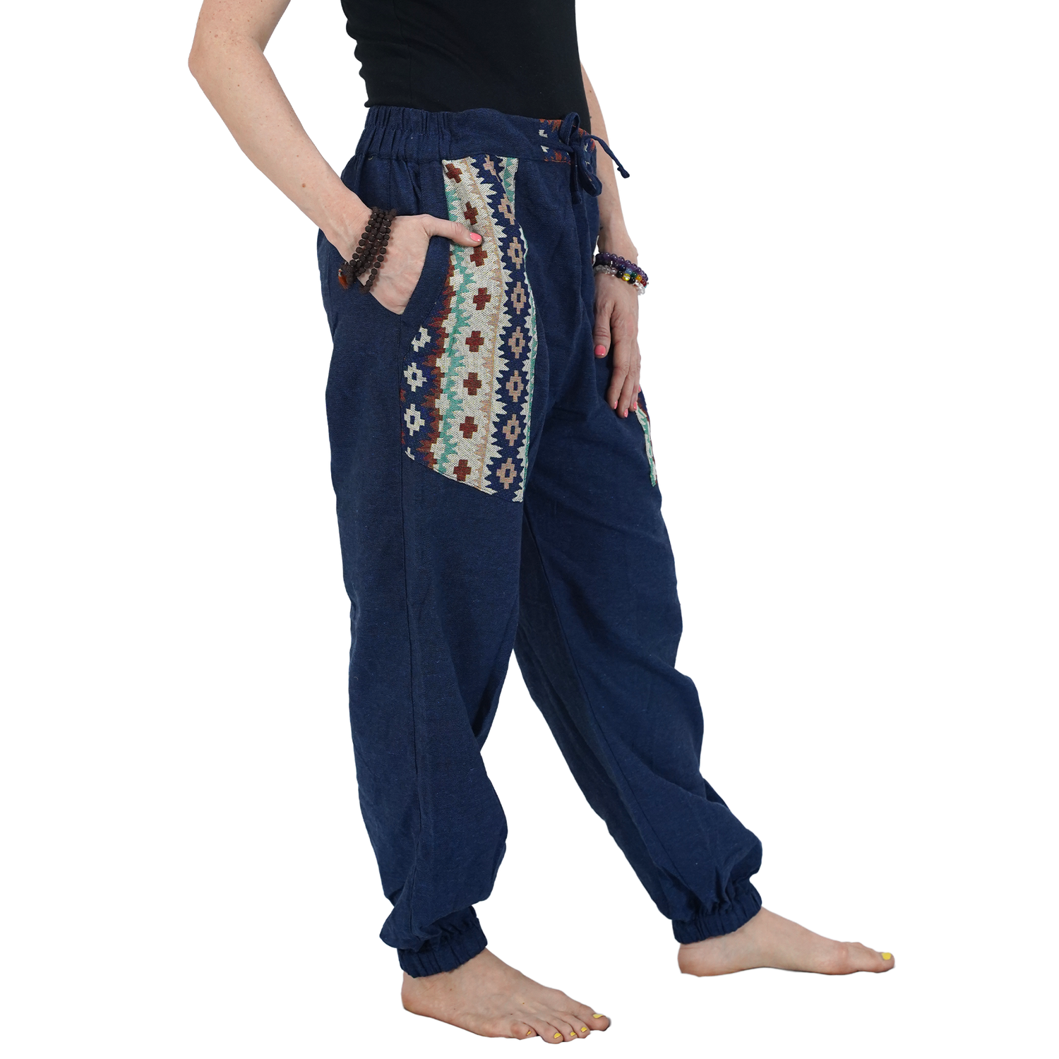 Blue Bohemian Hopper Elastic Back Side Pants