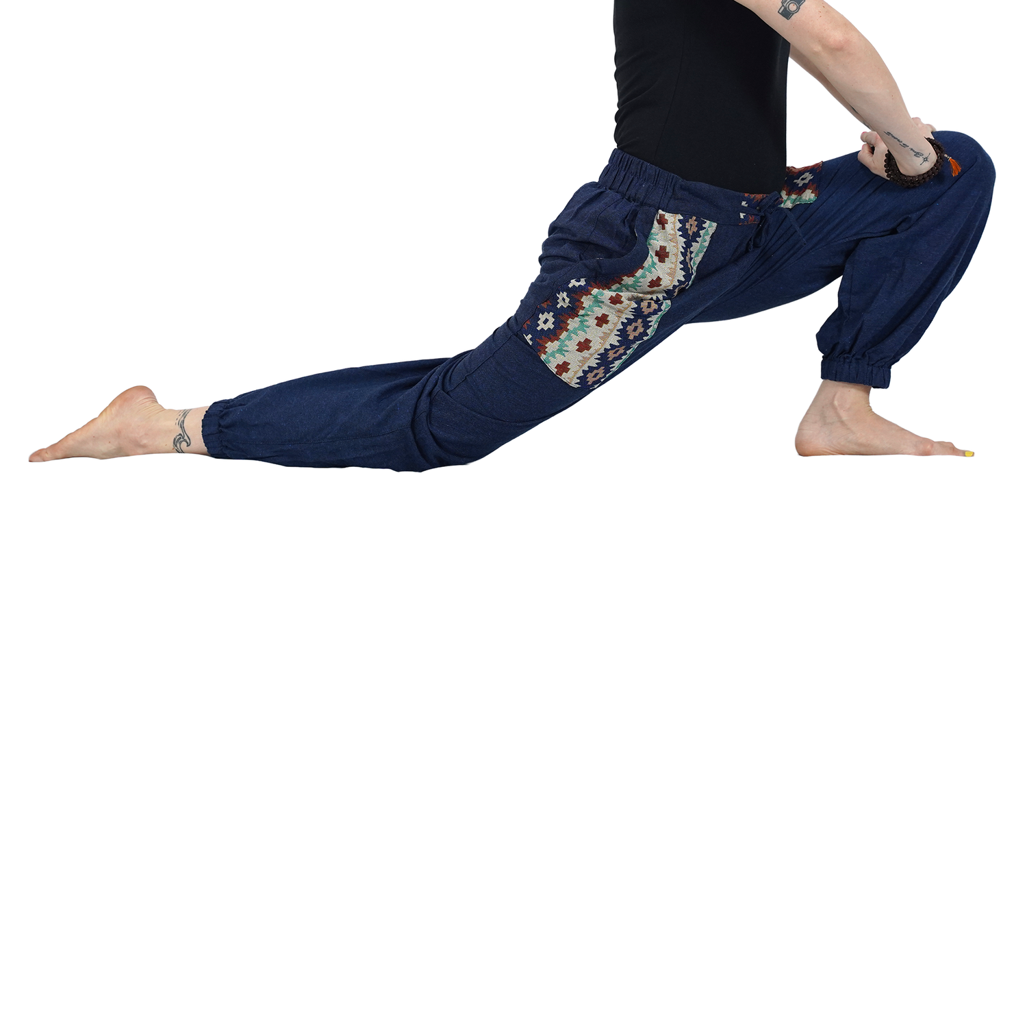 Blue Bohemian Hopper Elastic Back Side Pants
