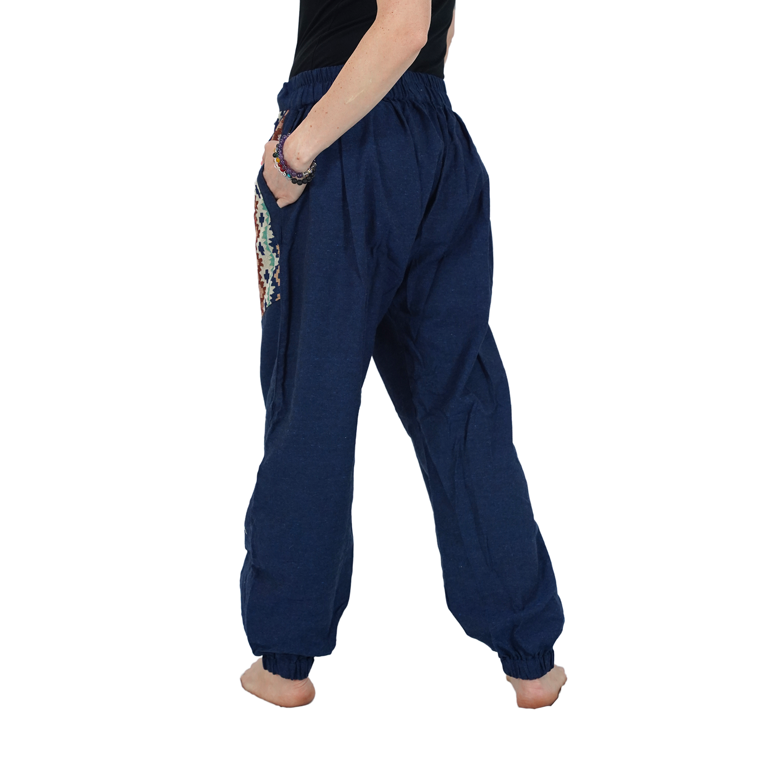 Blue Bohemian Hopper Elastic Back Side Pants