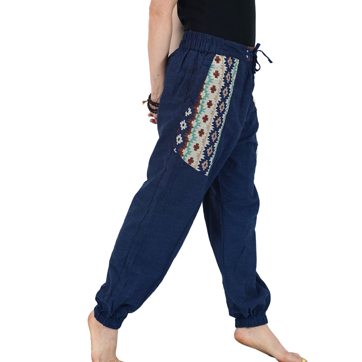 Blue Bohemian Hopper Elastic Back Side Pants