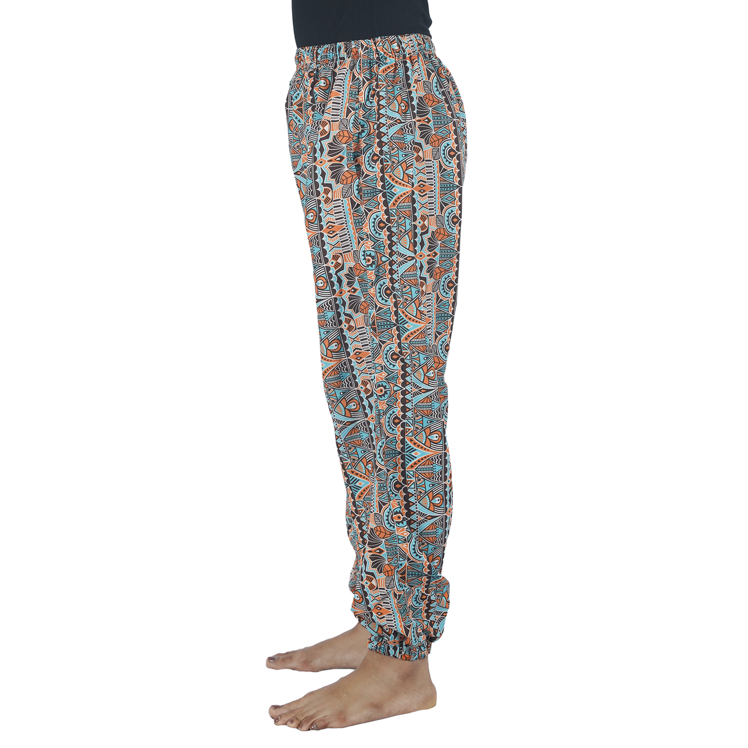 Blue Orange Mandala Digital Printed Baloon Straight Pant