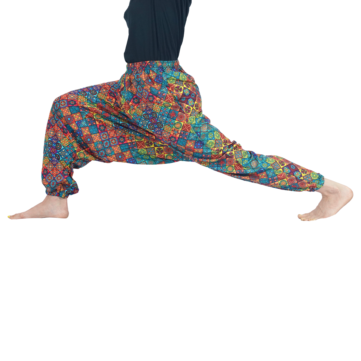 Red Blue Multi Square Digital Printed Drop Crotch Pants Export Quality
