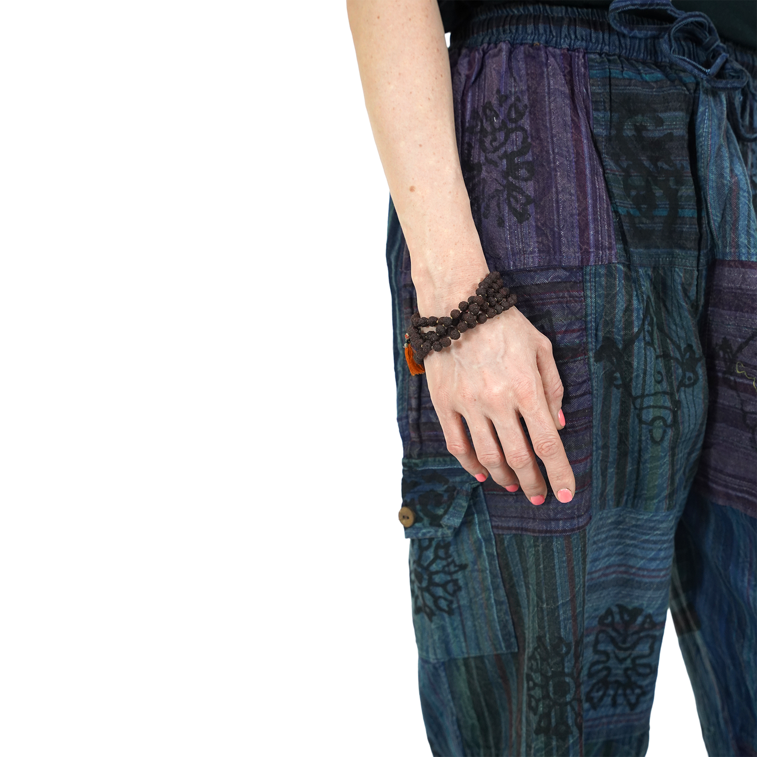 Bluish Black Premium Patchwork Pyjama Without Ankle Elastic