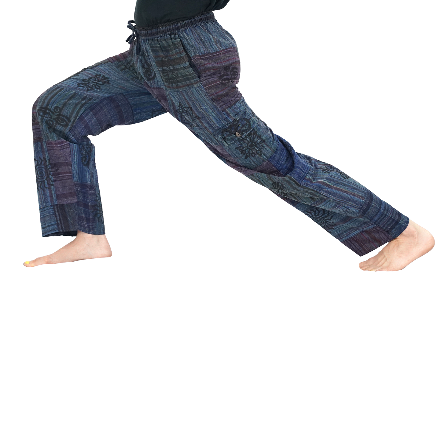 Bluish Black Premium Patchwork Pyjama Without Ankle Elastic