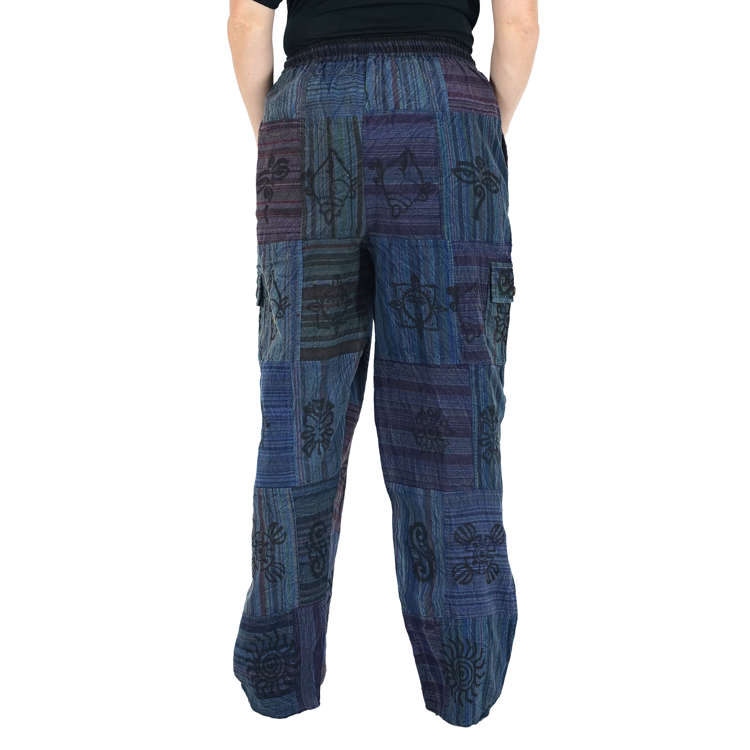 Bluish Black Premium Patchwork Pyjama Without Ankle Elastic