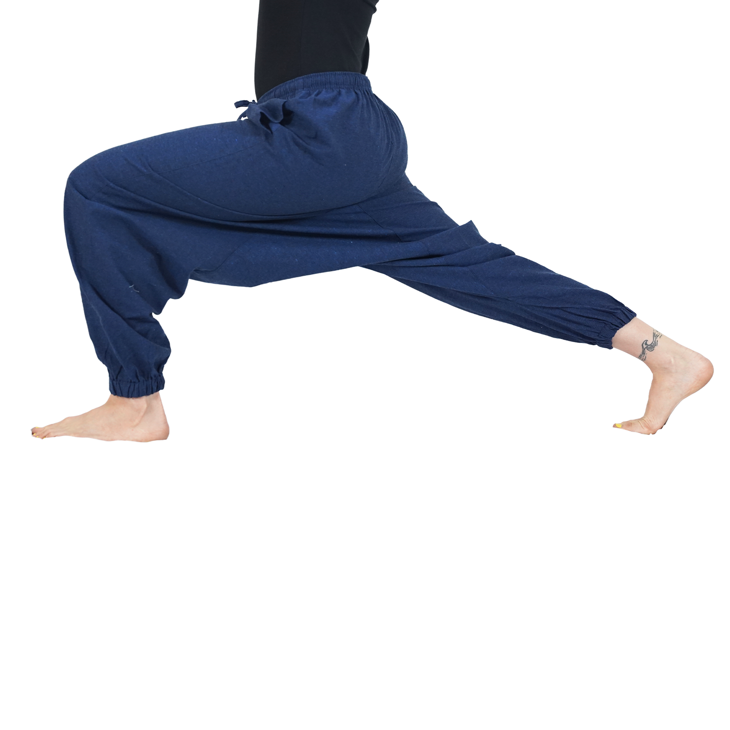 Blue Eco-Friendly-Fabric Cotton Drop Crotch Regular Harem