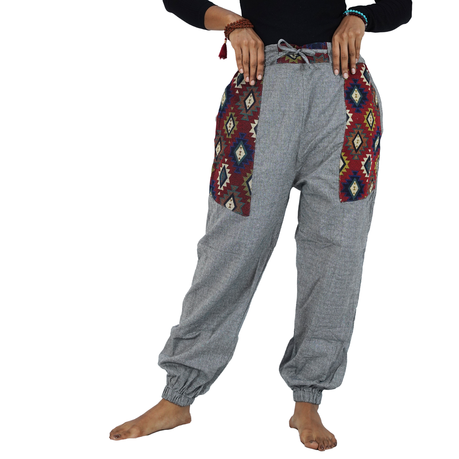 Dark Ash Satyugyoga Bohemian Hopper Elastic Back Side Pants