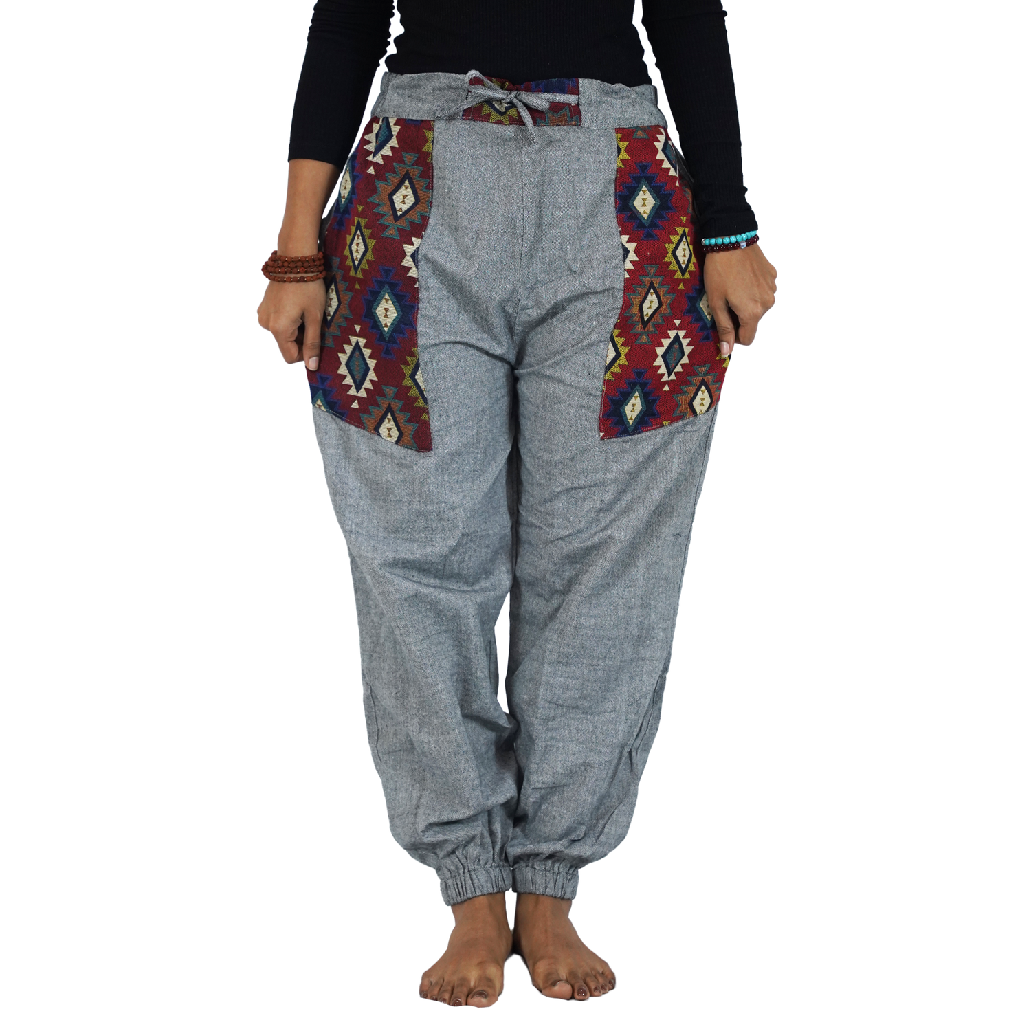 Dark Ash Satyugyoga Bohemian Hopper Elastic Back Side Pants