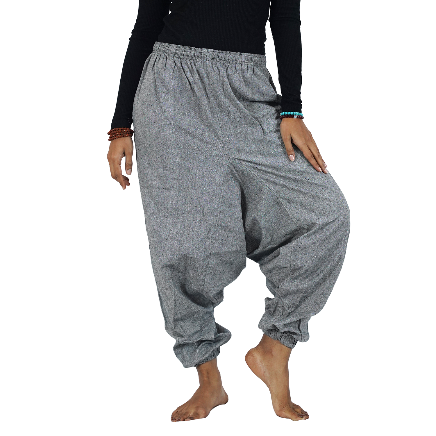 Dark Ash Eco-Friendly Fabric Cotton Drop Crotch Regular Harem