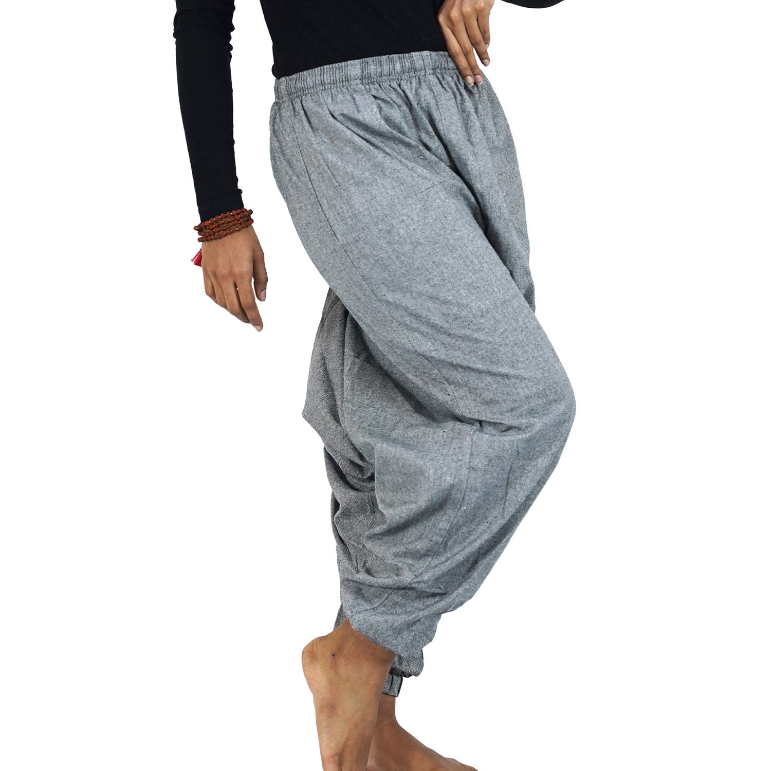 Dark Ash Eco-Friendly Fabric Cotton Drop Crotch Regular Harem