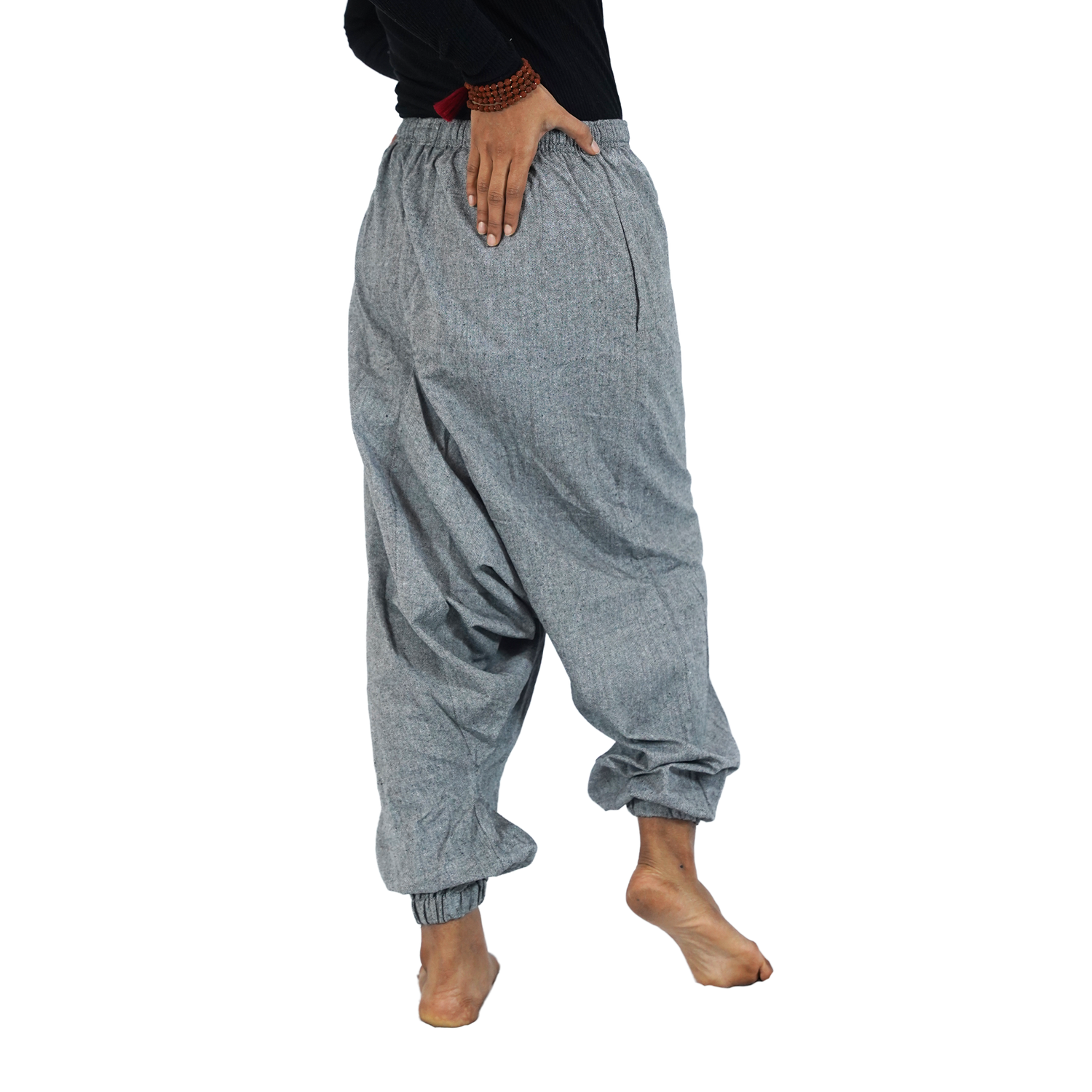Dark Ash Eco-Friendly Fabric Cotton Drop Crotch Regular Harem