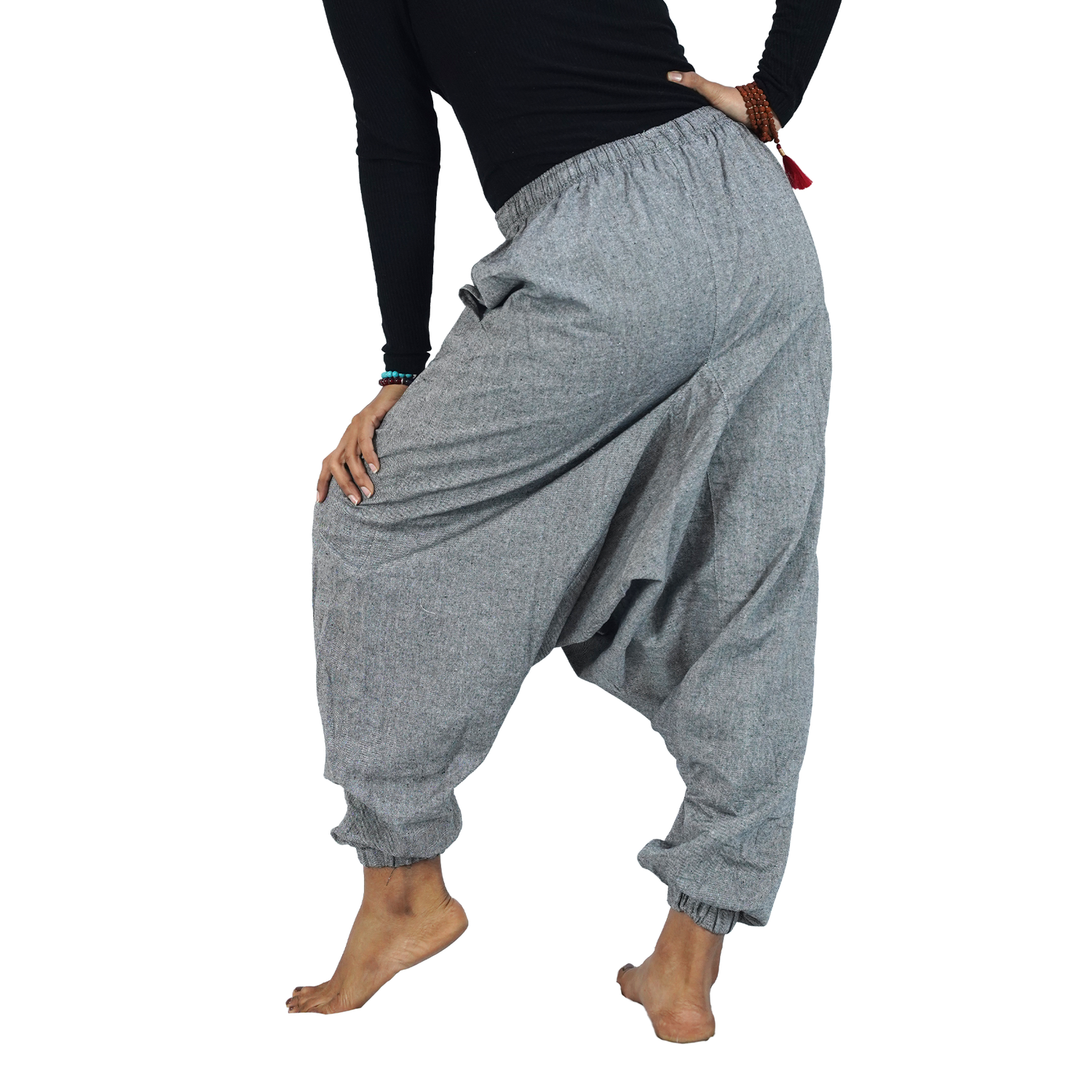 Dark Ash Eco-Friendly Fabric Cotton Drop Crotch Regular Harem