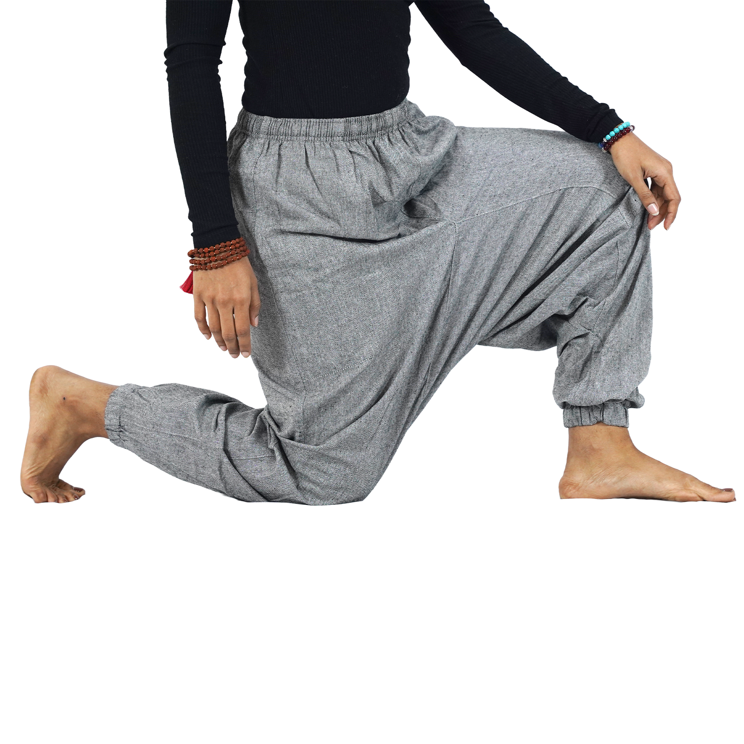 Dark Ash Eco-Friendly Fabric Cotton Drop Crotch Regular Harem