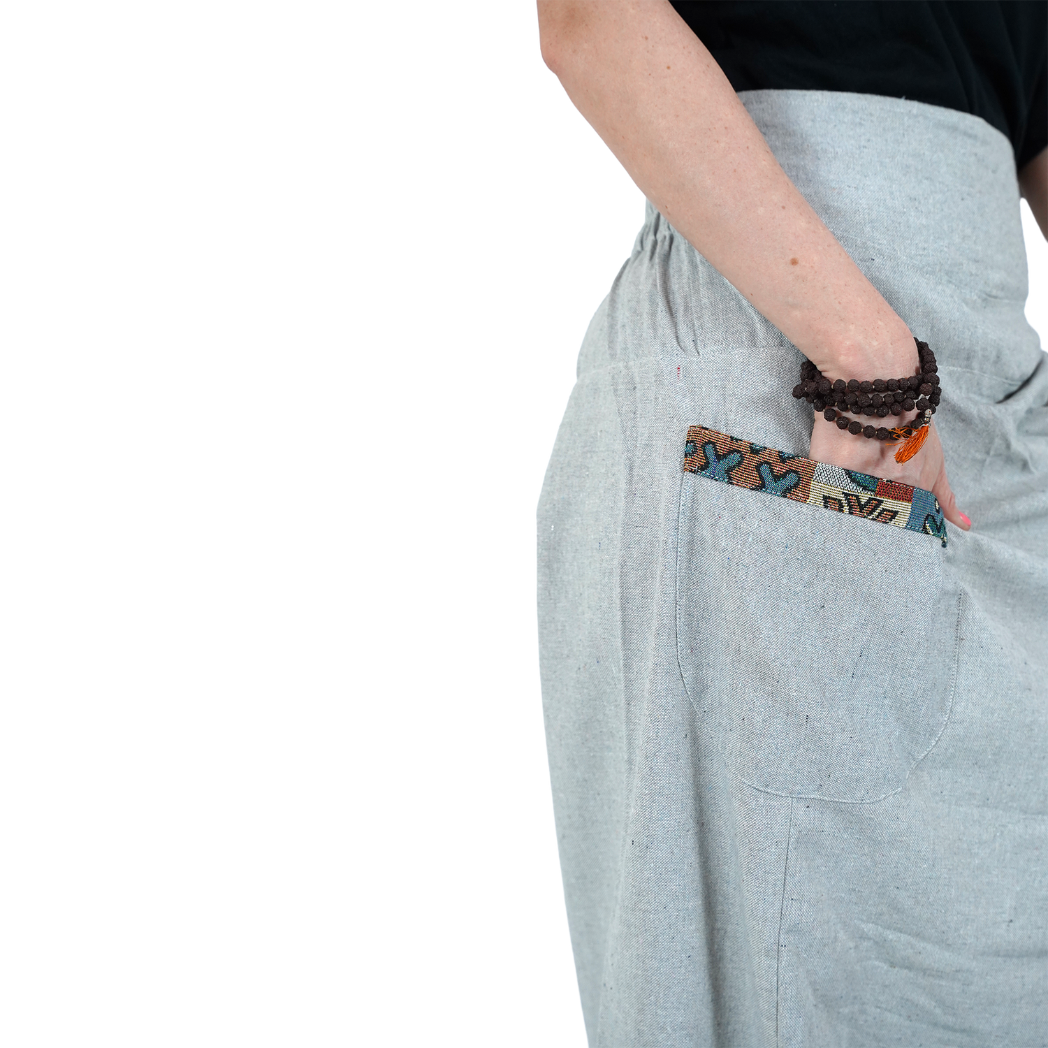Ash Grey Aladin Harem Pants with Elastic Back Side