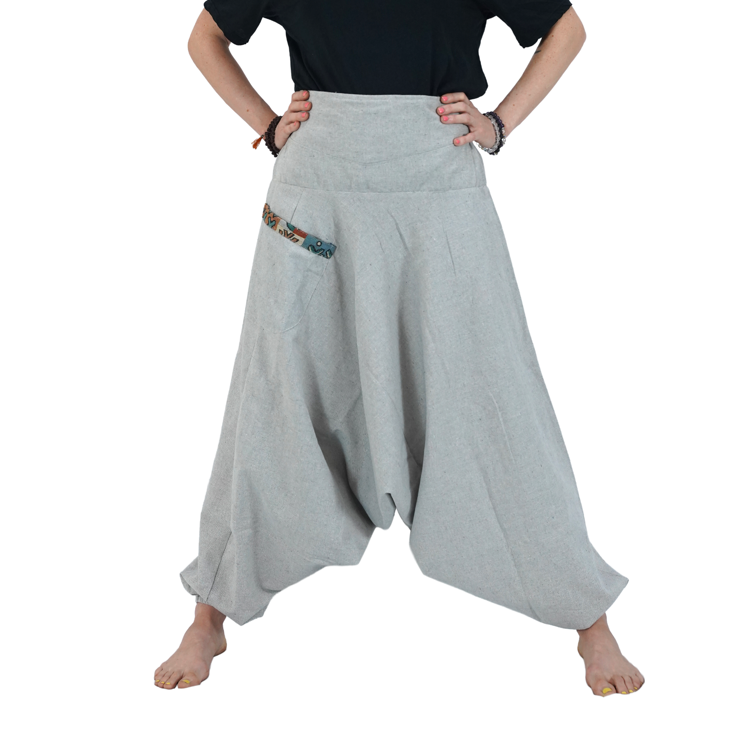 Ash Grey Aladin Harem Pants with Elastic Back Side