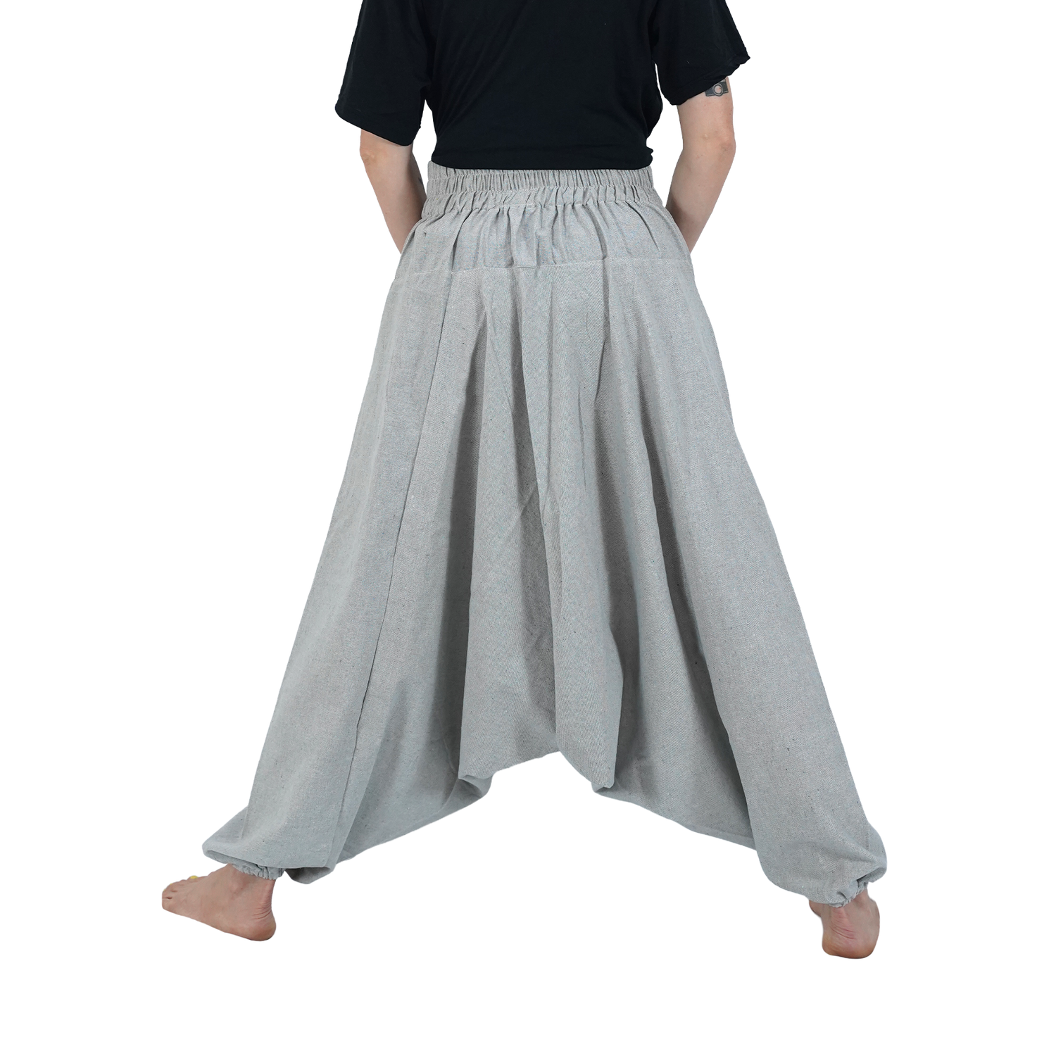 Ash Grey Aladin Harem Pants with Elastic Back Side