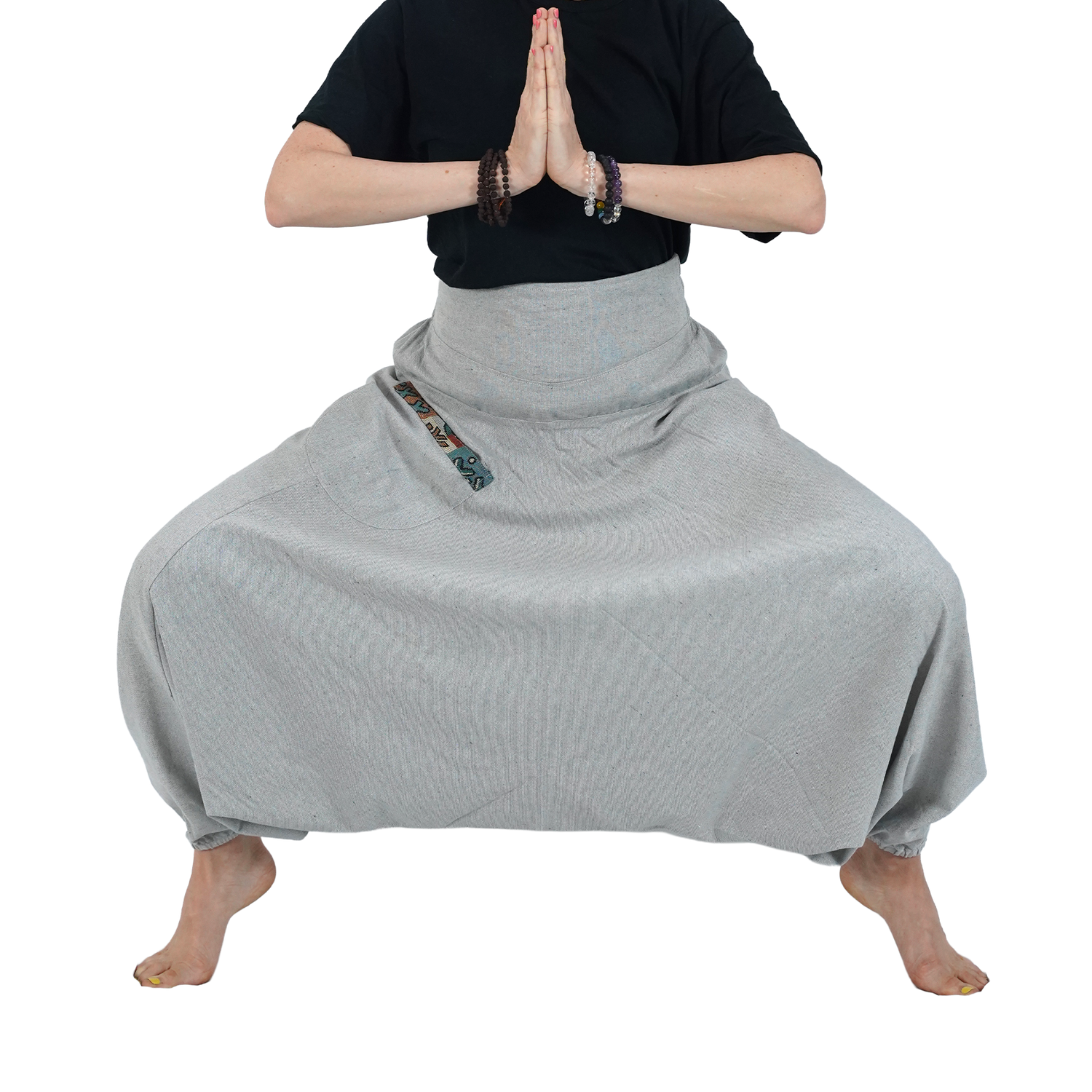 Ash Grey Aladin Harem Pants with Elastic Back Side