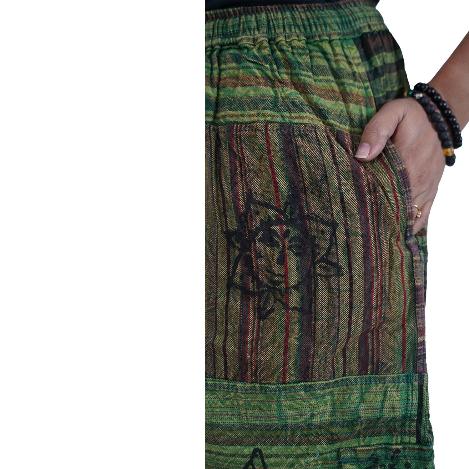Yellowish Black Premium Patchwork Pyjama Without Ankle Elastic