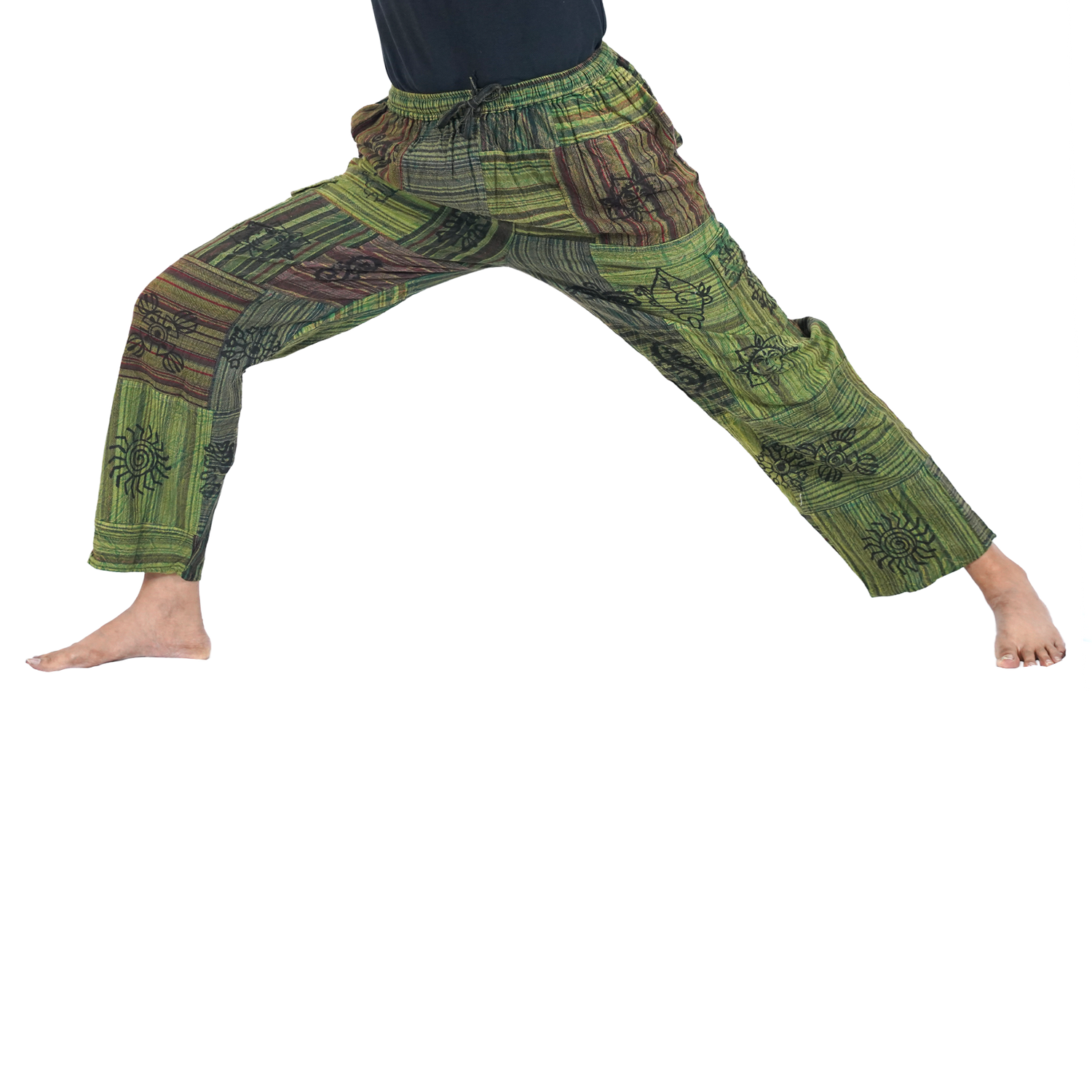 Yellowish Black Premium Patchwork Pyjama Without Ankle Elastic