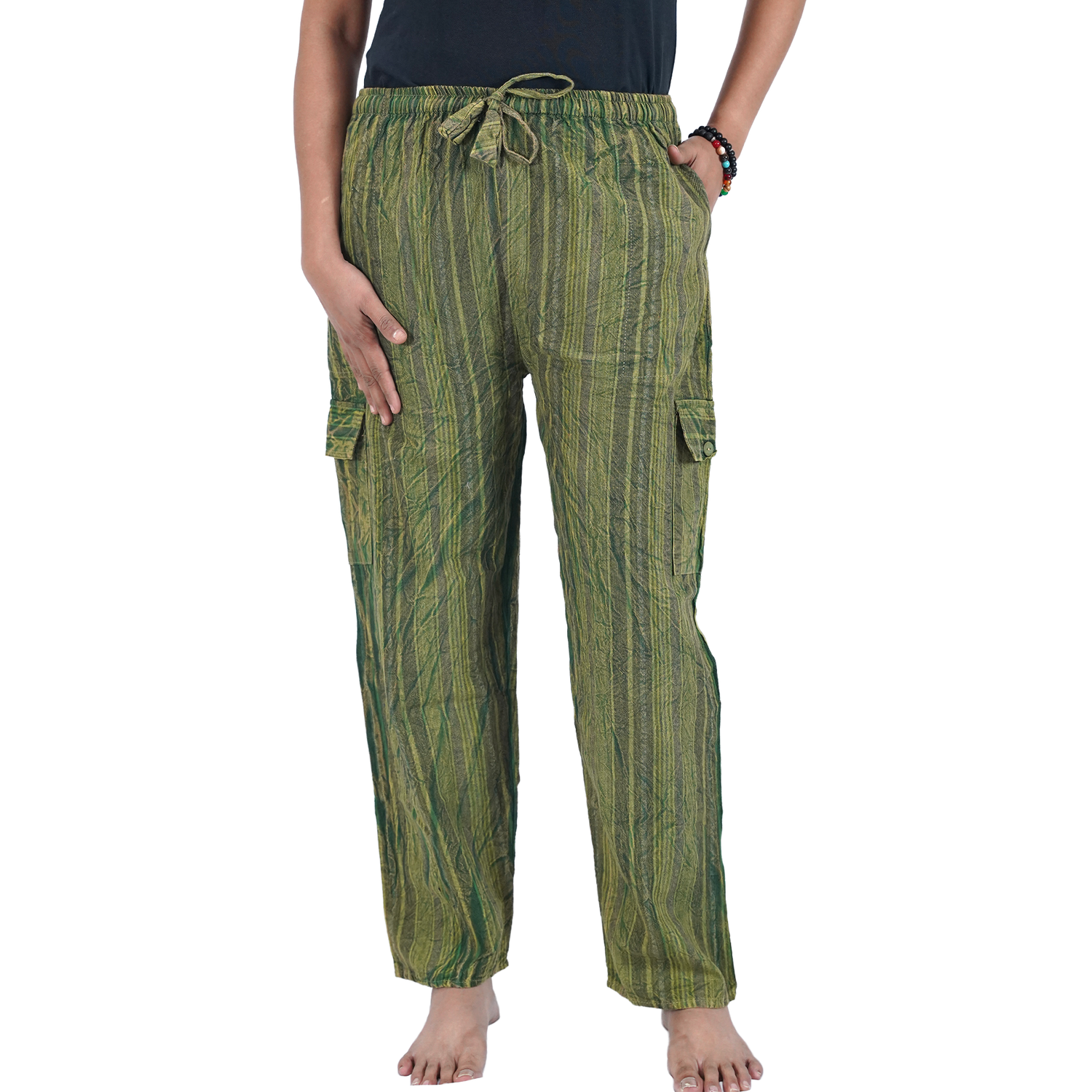 Green Big Black Stripes 4 Pocket Pyjama
