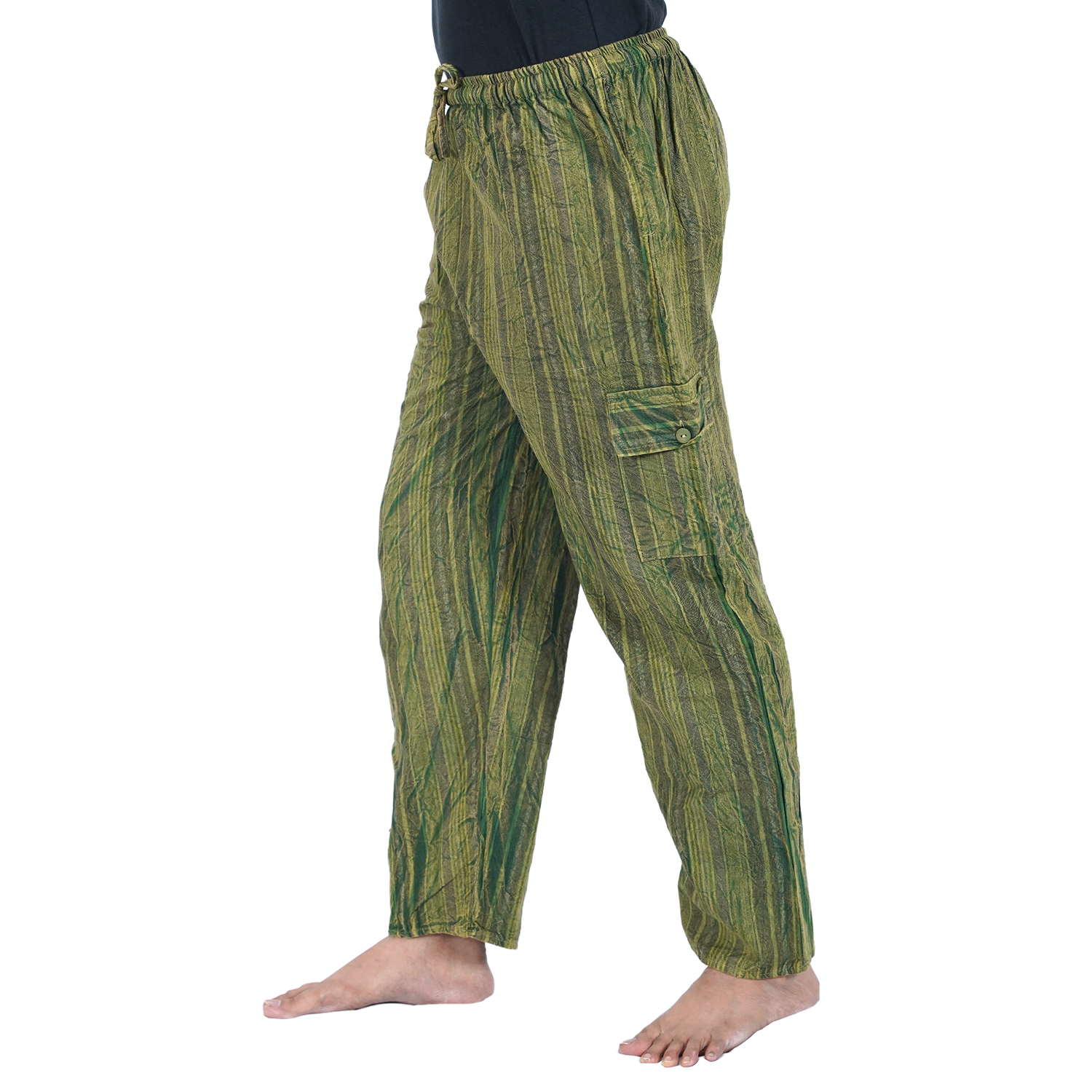 Green Big Black Stripes 4 Pocket Pyjama