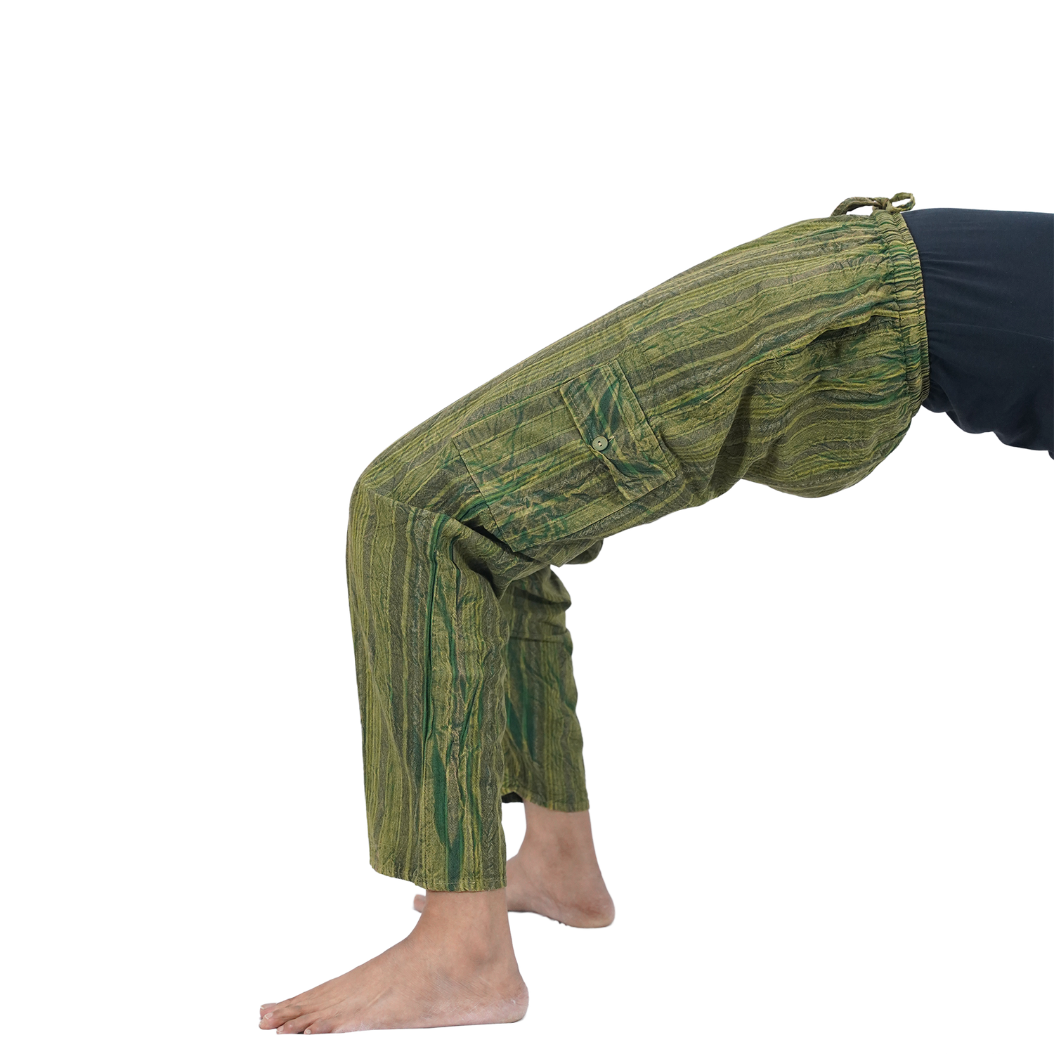 Green Big Black Stripes 4 Pocket Pyjama