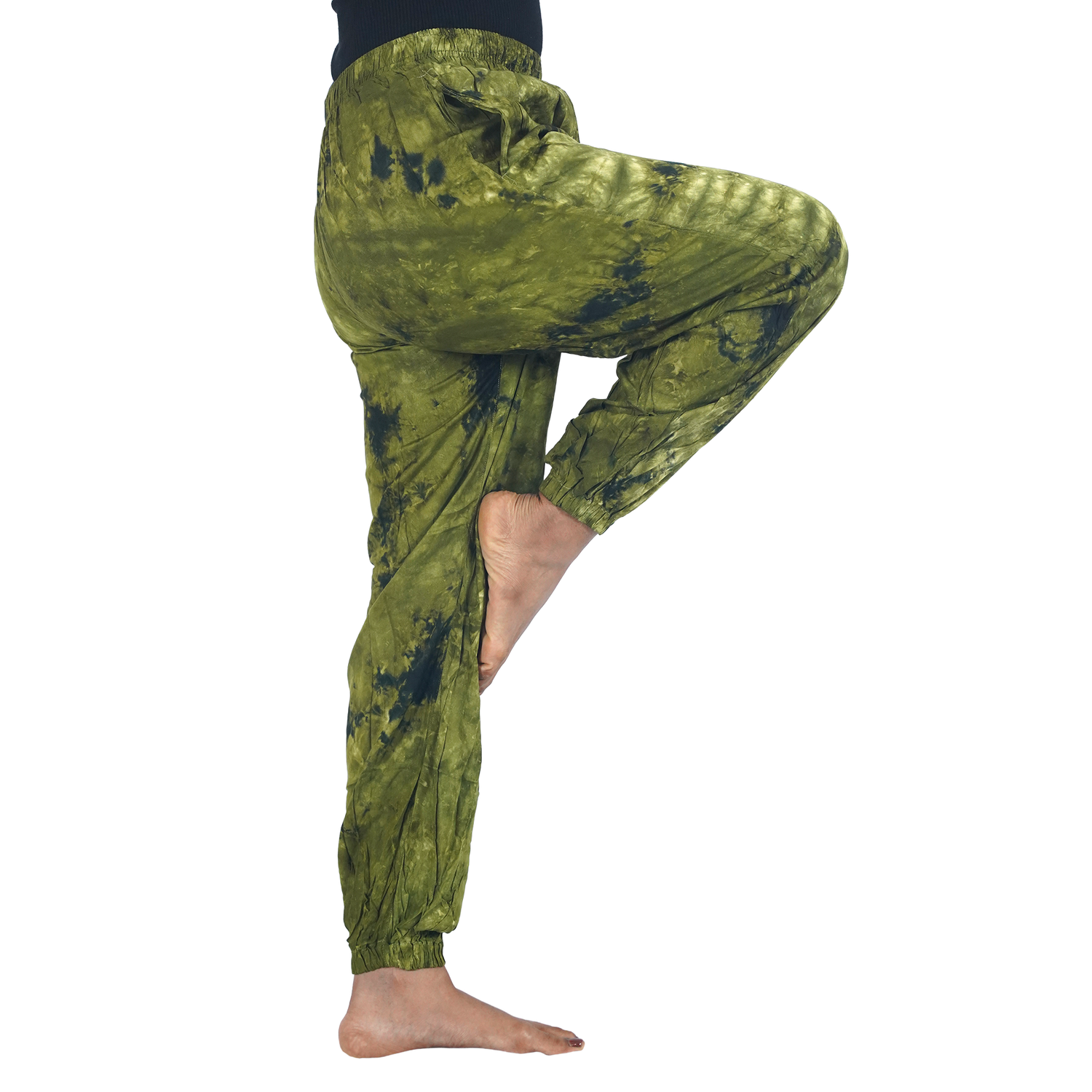 Green Tye Dye Harem Pants Rayon Straight