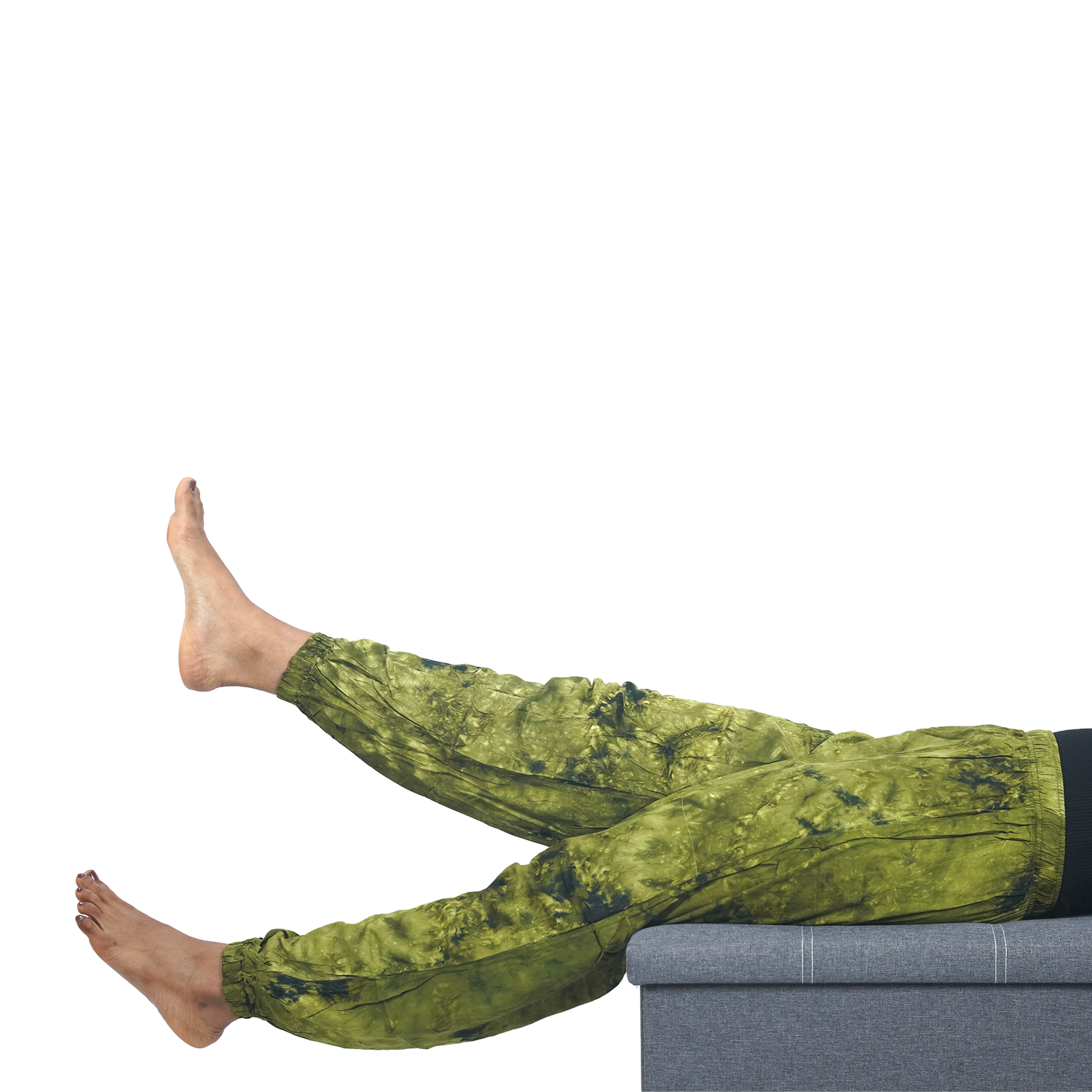Green Tye Dye Harem Pants Rayon Straight