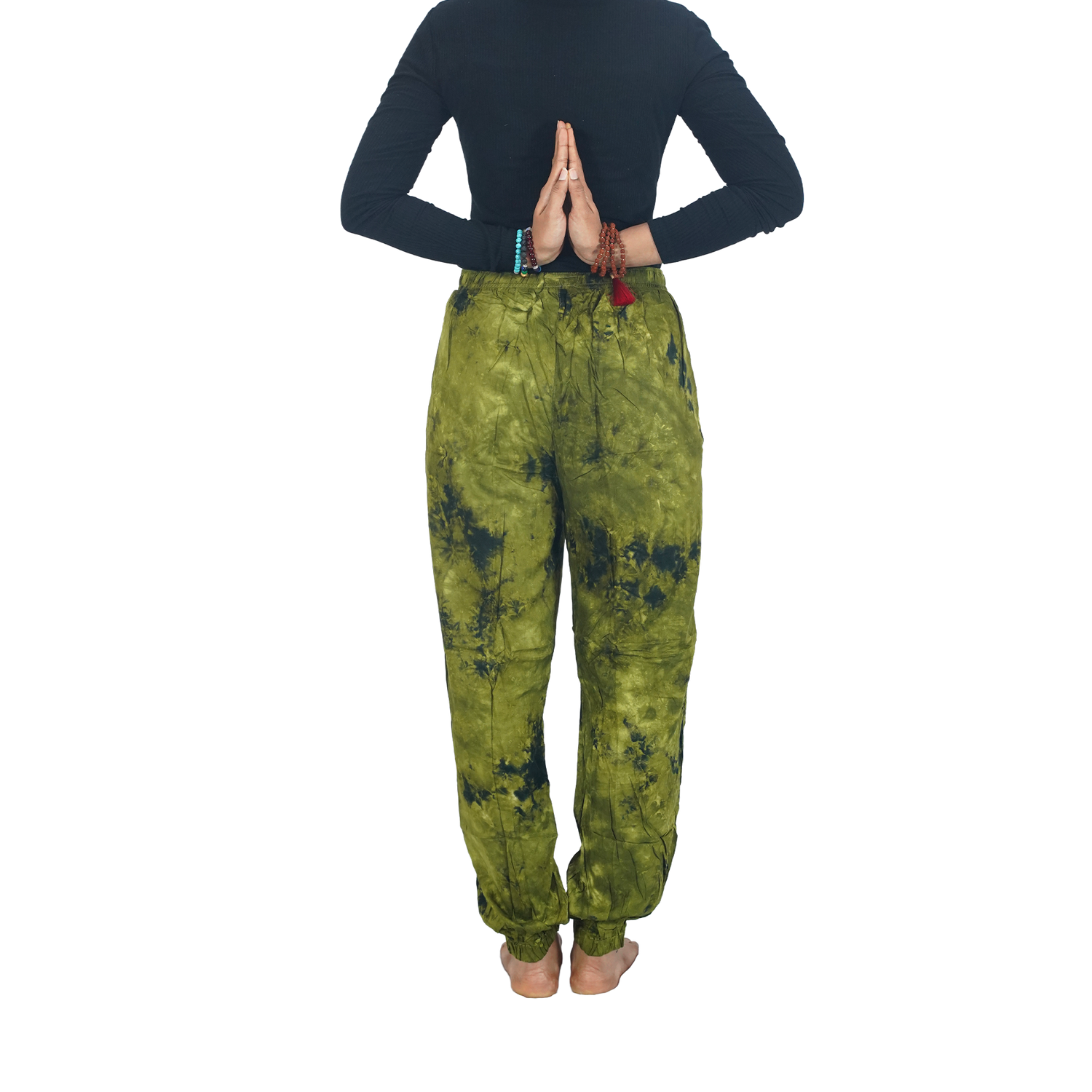 Green Tye Dye Harem Pants Rayon Straight