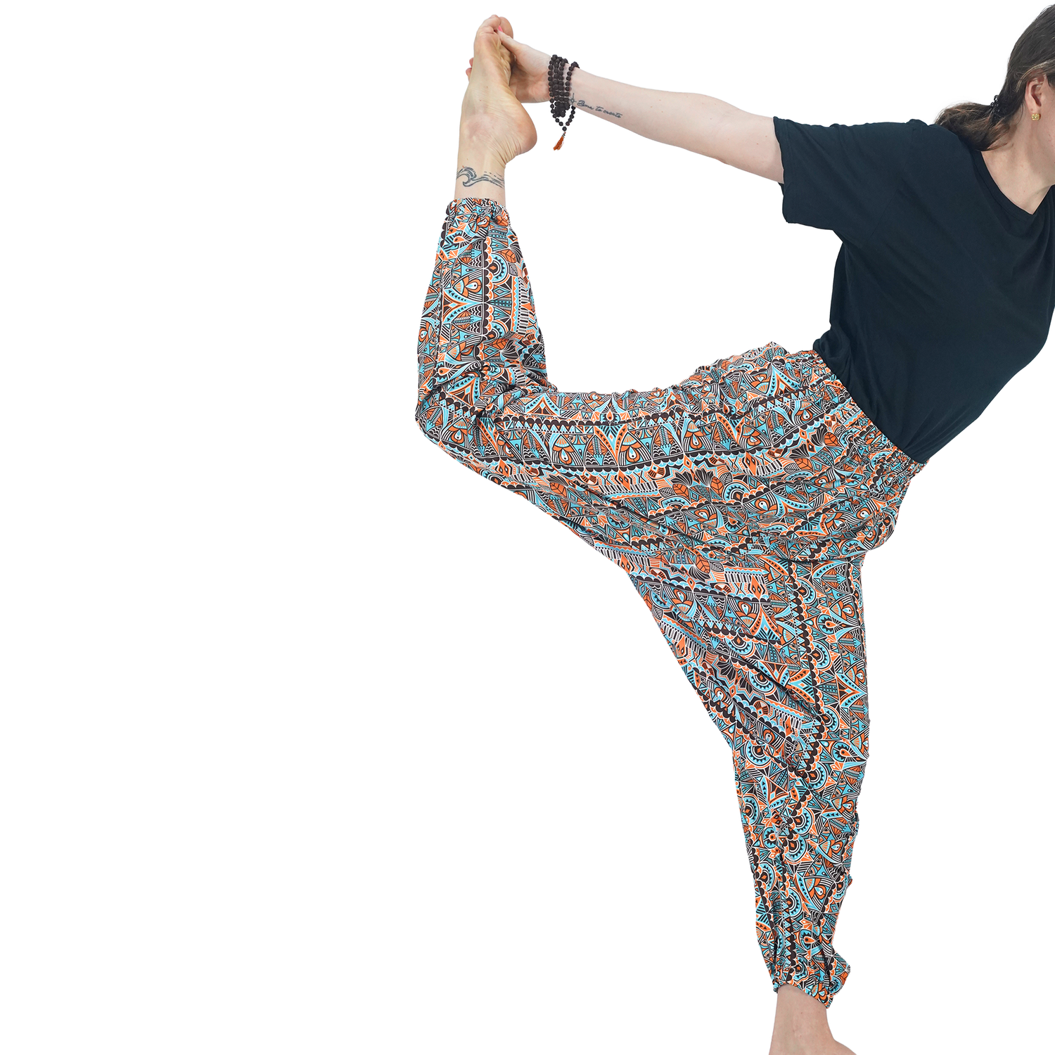 Blue Orange Mandala Digital Printed Drop Crotch Pants Export Quality