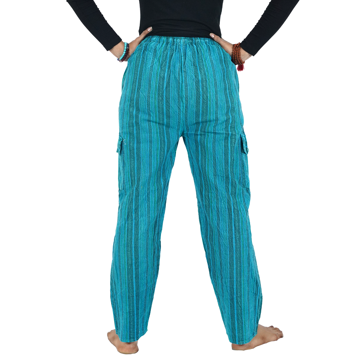 Peacock Blue Stripes 4 Pocket Pyjama