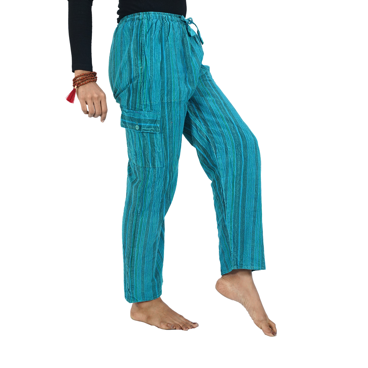 Peacock Blue Stripes 4 Pocket Pyjama