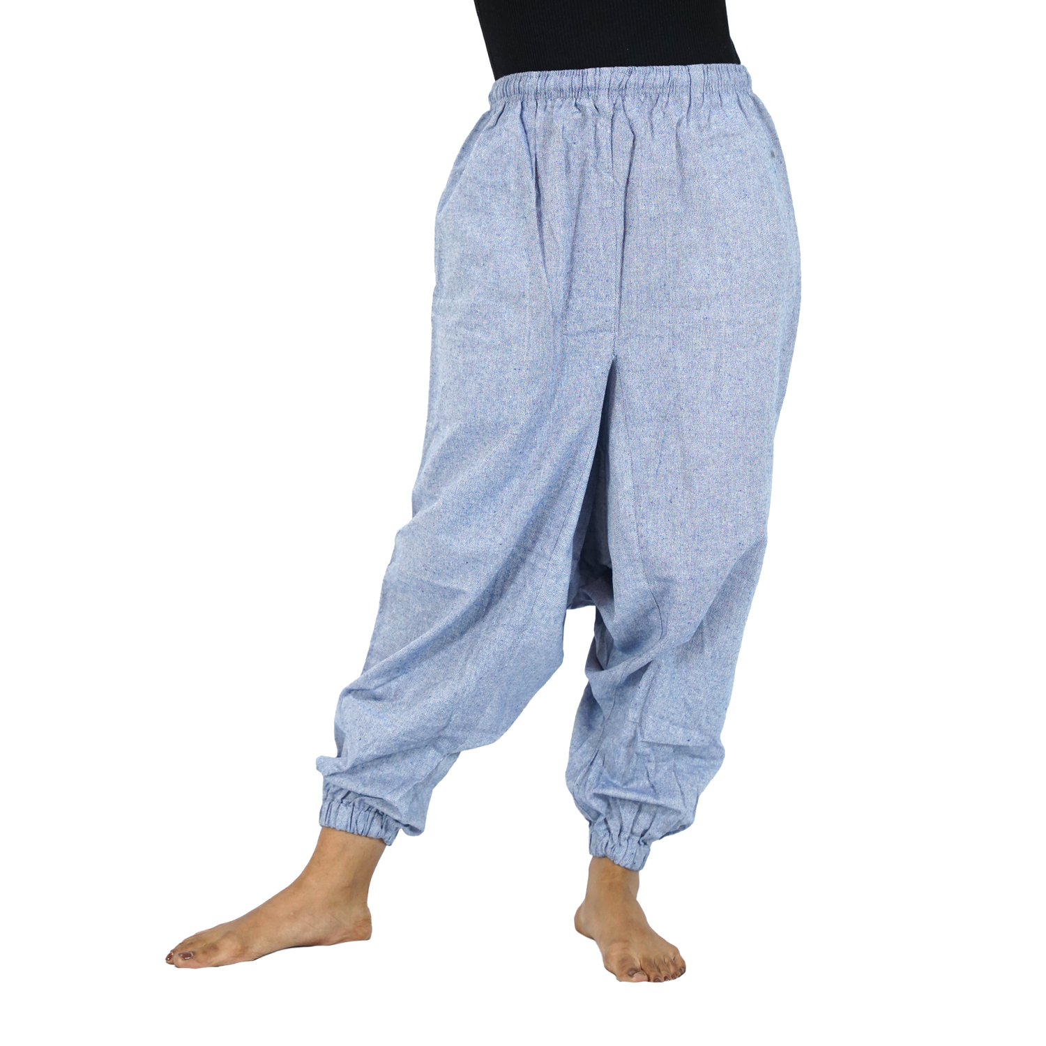 Sky Blue Eco-Friendly-Fabric Cotton Drop Crotch Regular Harem