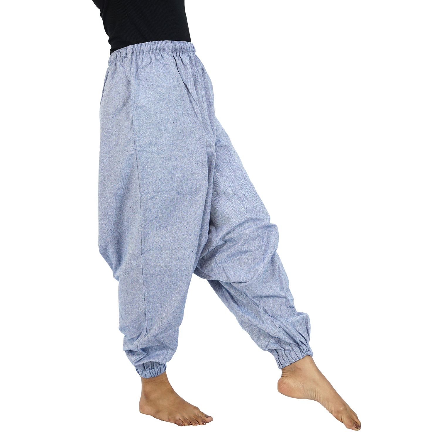 Sky Blue Eco-Friendly-Fabric Cotton Drop Crotch Regular Harem