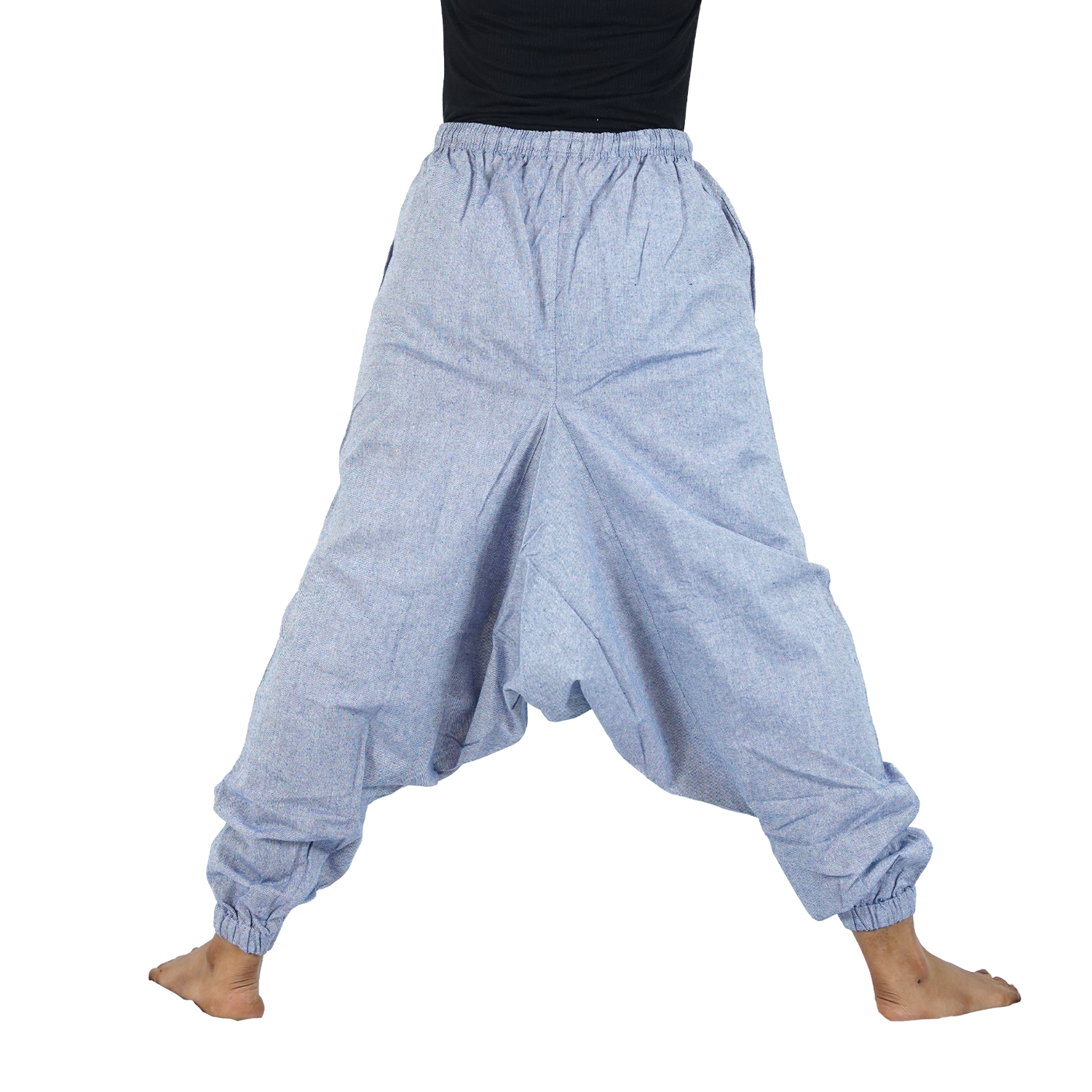 Sky Blue Eco-Friendly-Fabric Cotton Drop Crotch Regular Harem