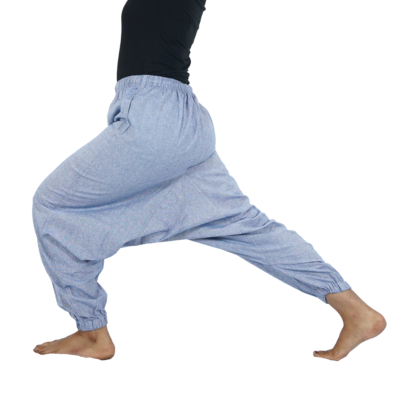 Sky Blue Eco-Friendly-Fabric Cotton Drop Crotch Regular Harem