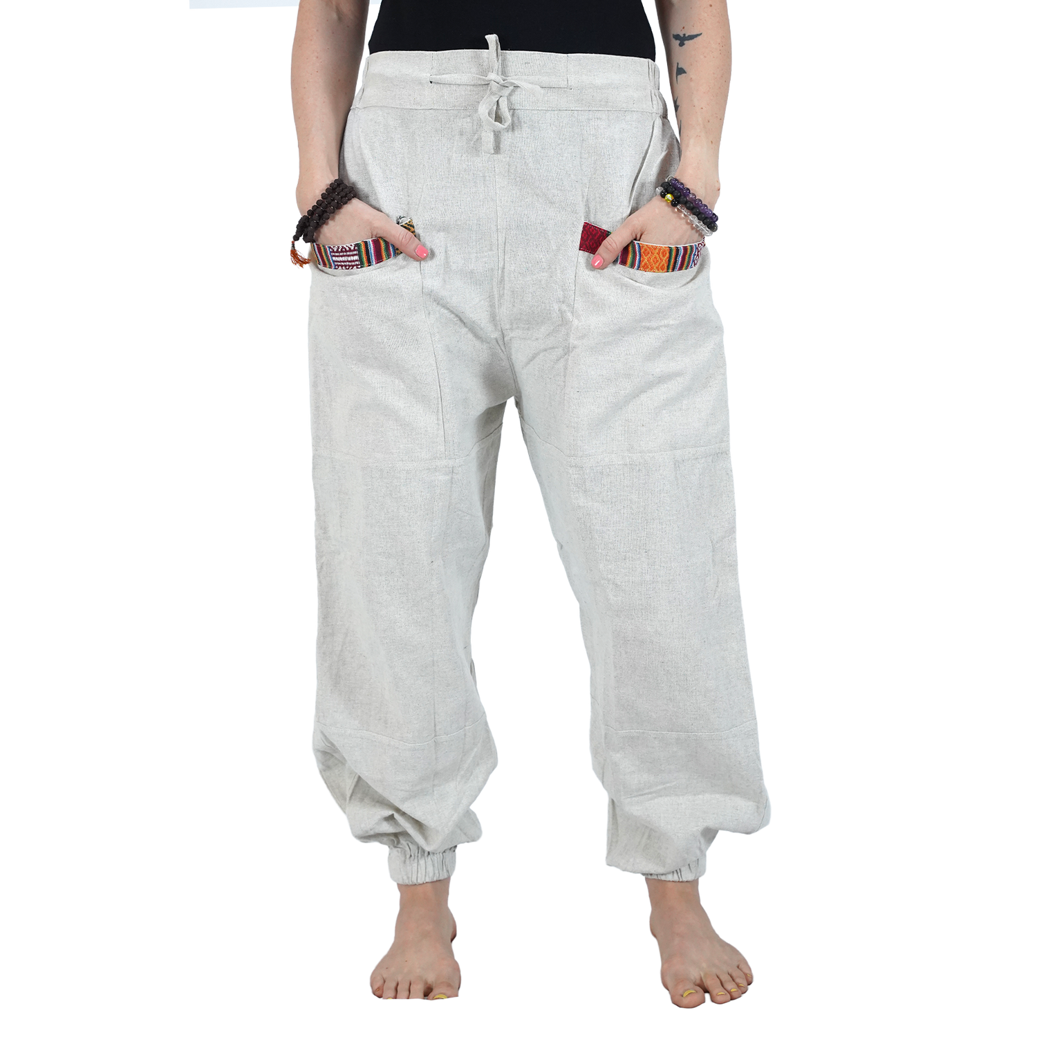 Grey Regular Hopper Pants with Small Patch Front Pockets