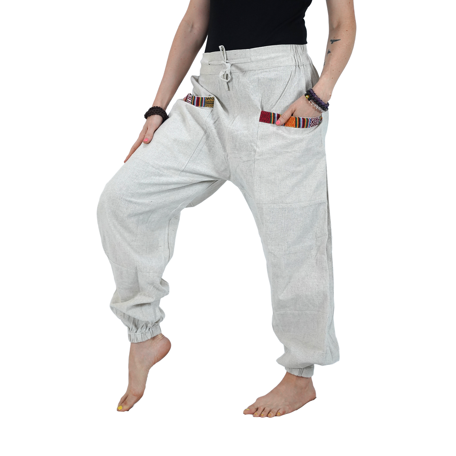Grey Regular Hopper Pants with Small Patch Front Pockets
