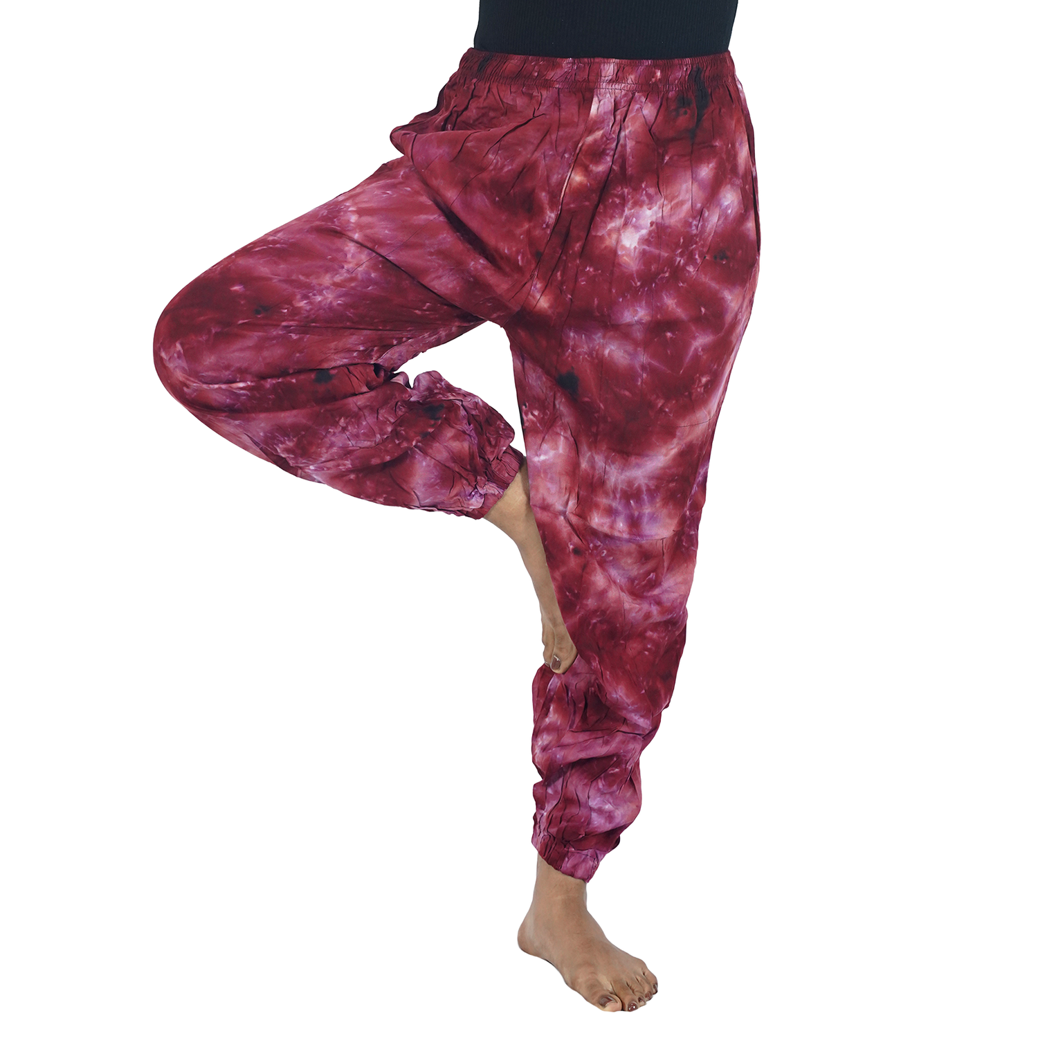Maroon Tye Dye Harem Pants Rayon Straight