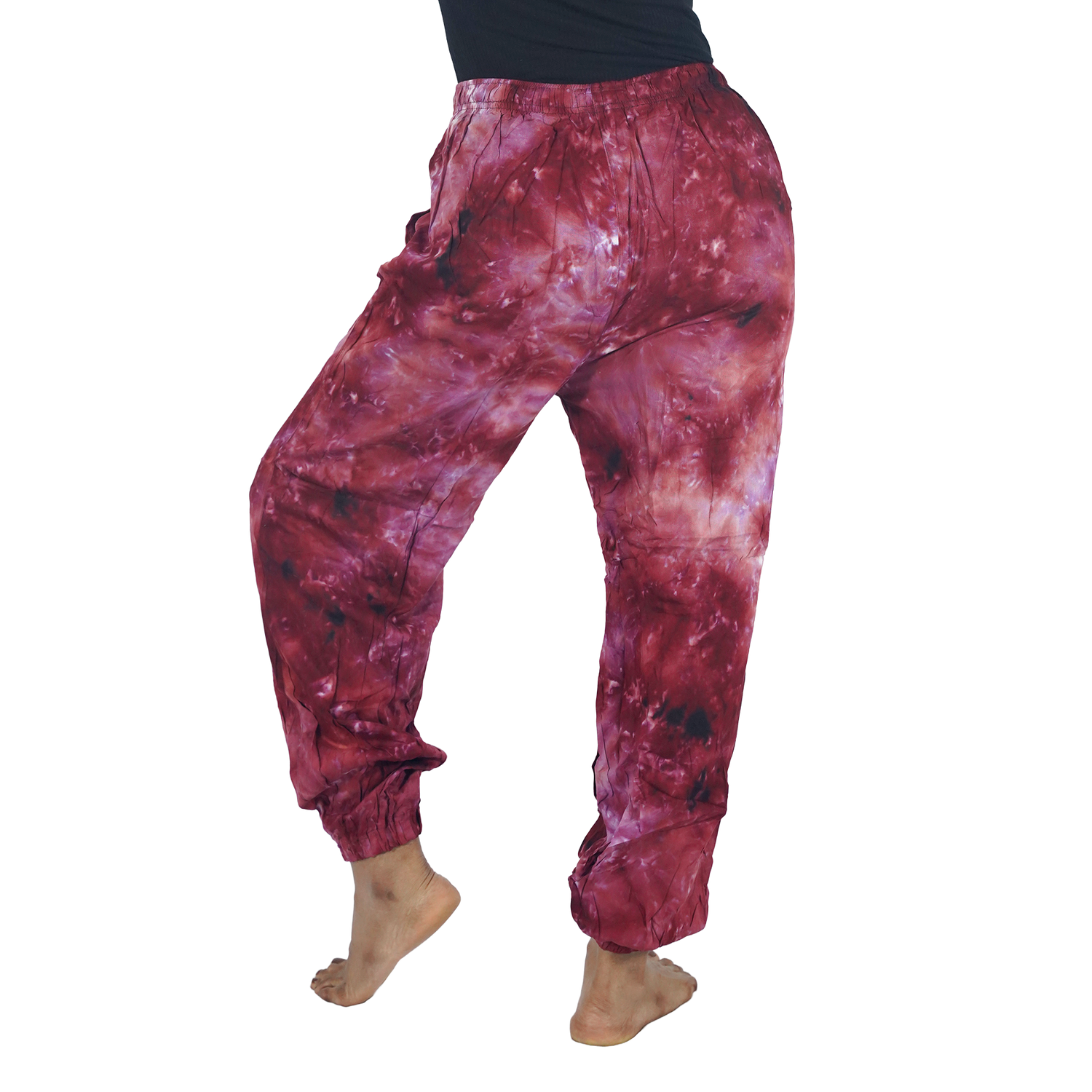 Maroon Tye Dye Harem Pants Rayon Straight