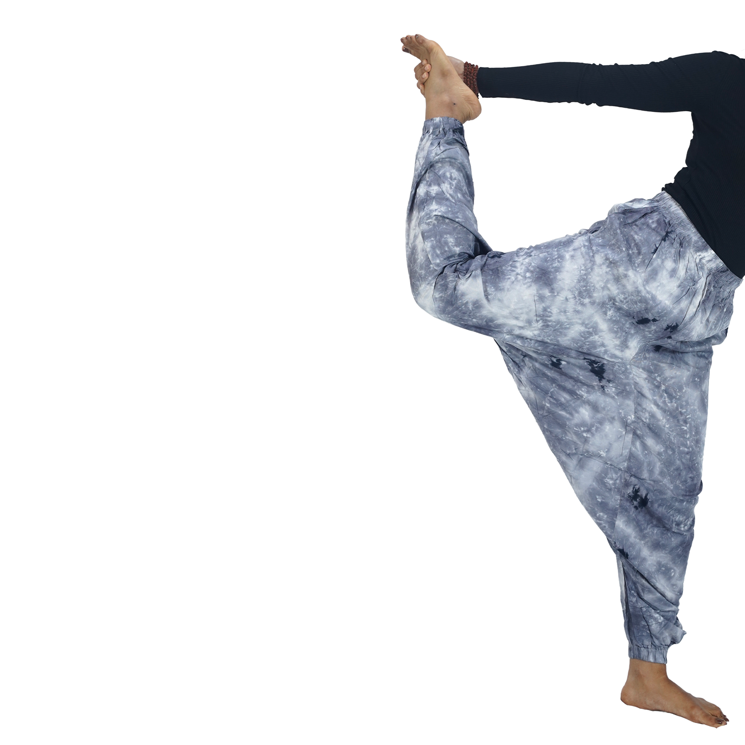 Ash Gray Tye Dye Harem Pants Rayon Drop Crotch